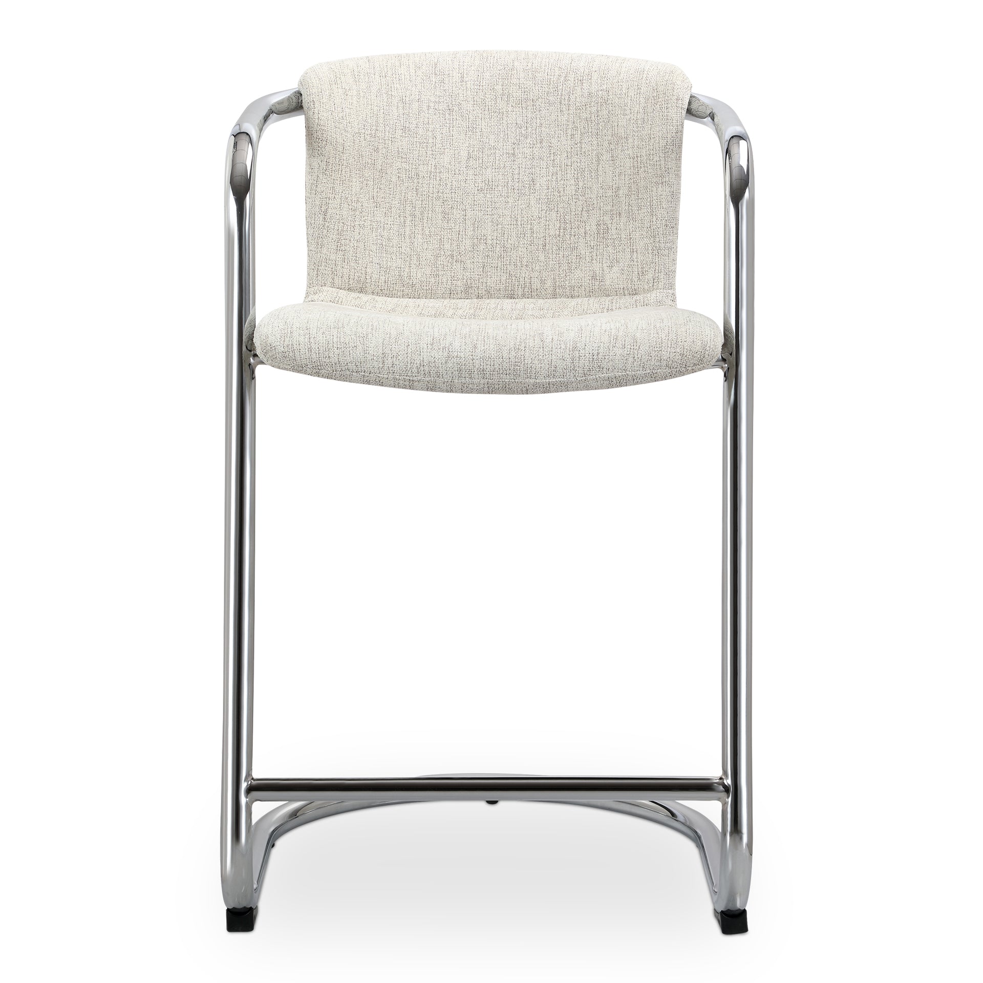 Galen Counter Stool, Polyester Upholstery, Chrome Iron Frame, Blended Cream - Set of 2
