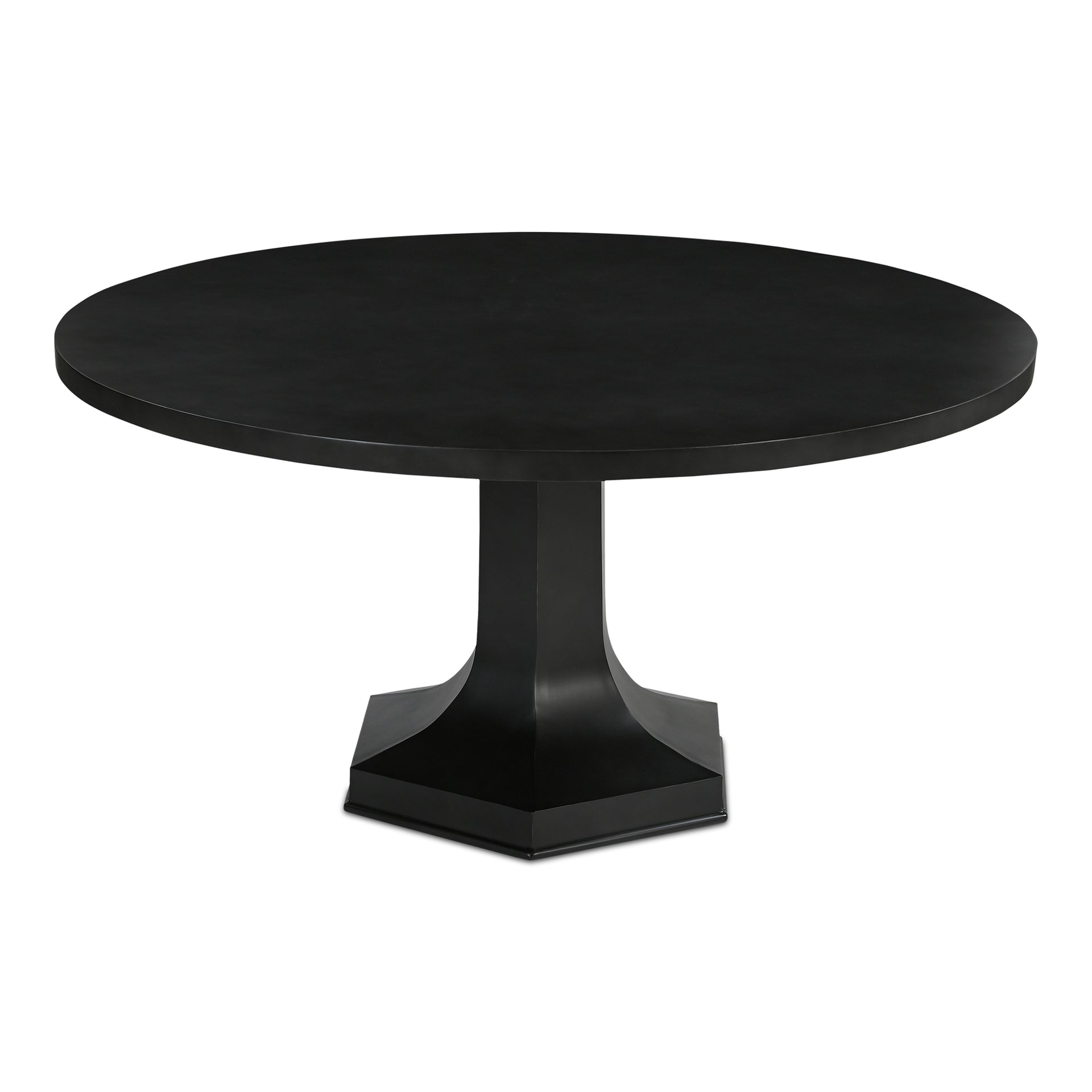 Jorvik Dining Table for 6, Cast Iron Hexagon Base, Sculptural Black Finish