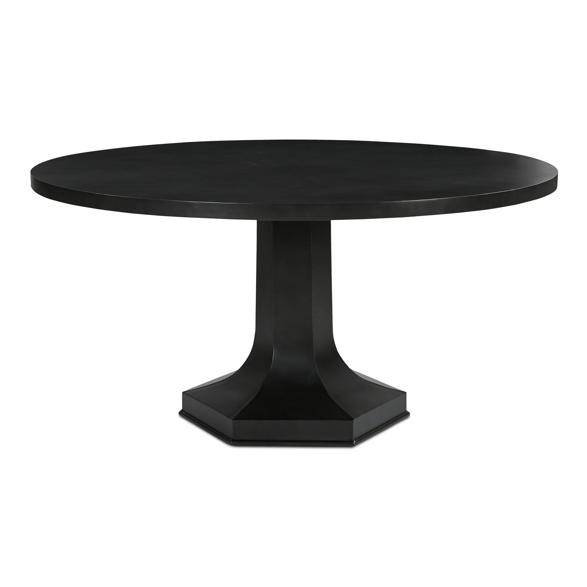 Jorvik Dining Table for 6, Cast Iron Hexagon Base, Sculptural Black Finish
