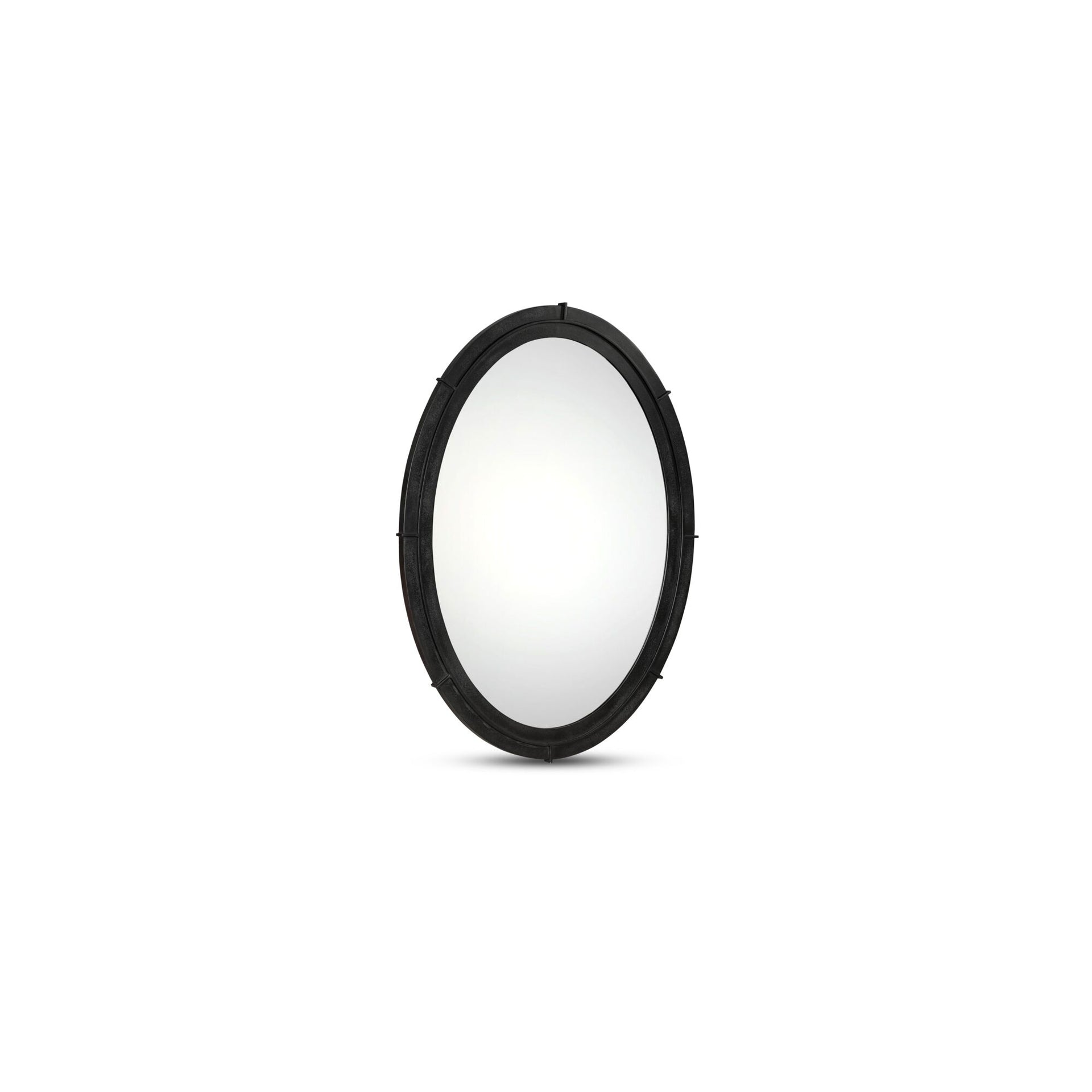 Ronric Wall Mirror, Large, Oval Iron Aged Black Finish