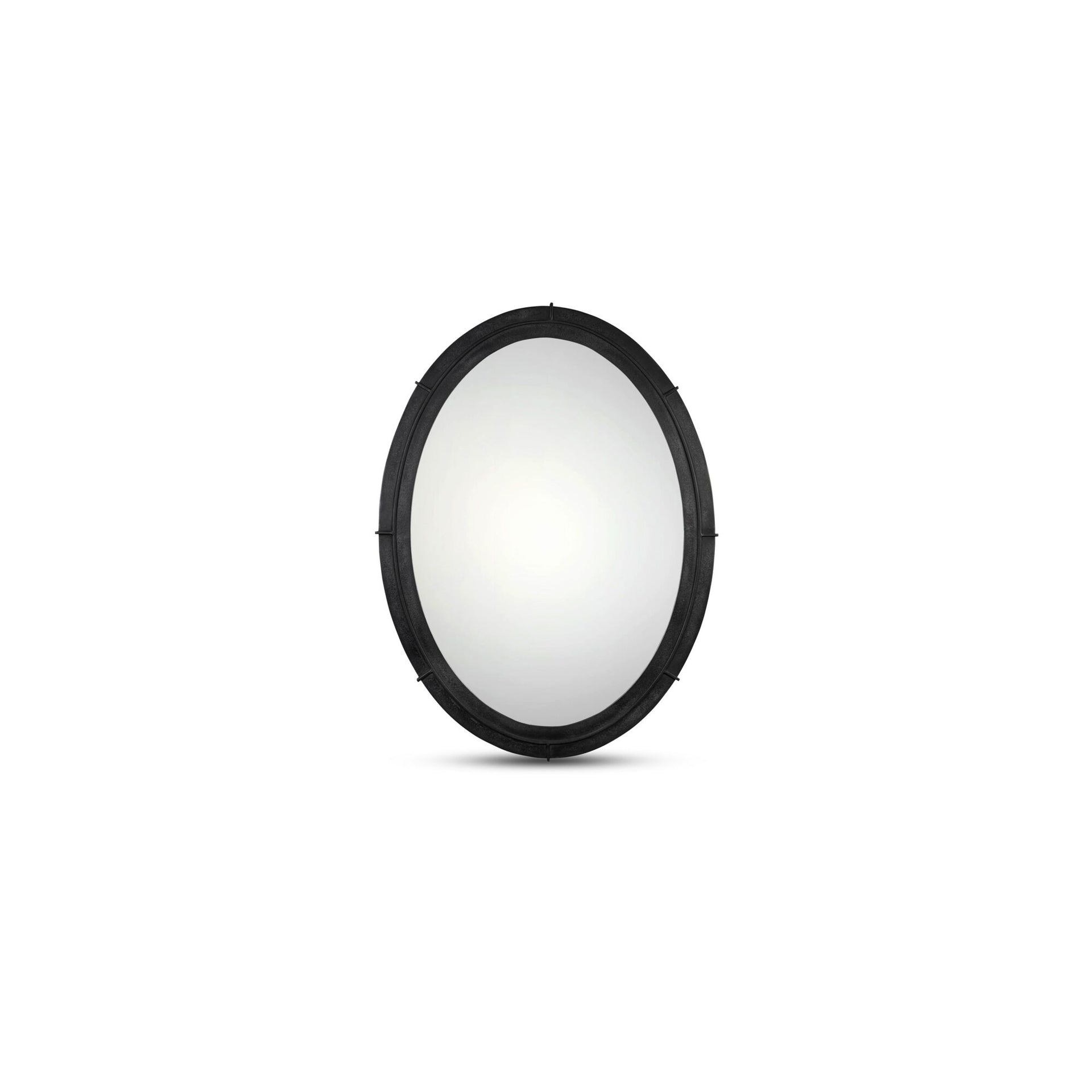 Ronric Wall Mirror, Large, Oval Iron Aged Black Finish
