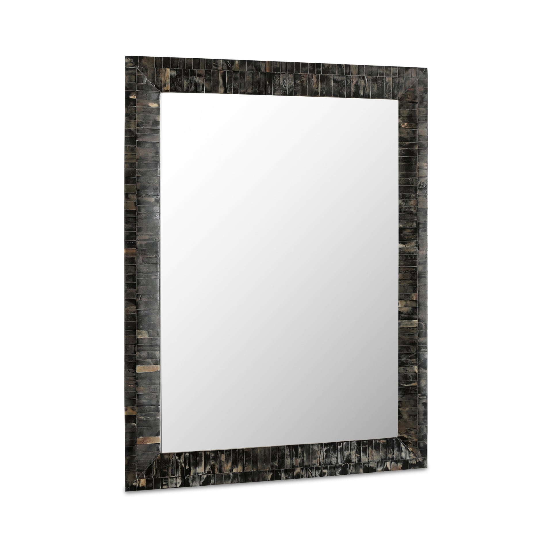 Merritt Mirror, Rectangular, Horn Inlay on MDF, Tessellated Pattern, One-of-a-Kind Finish, Multi