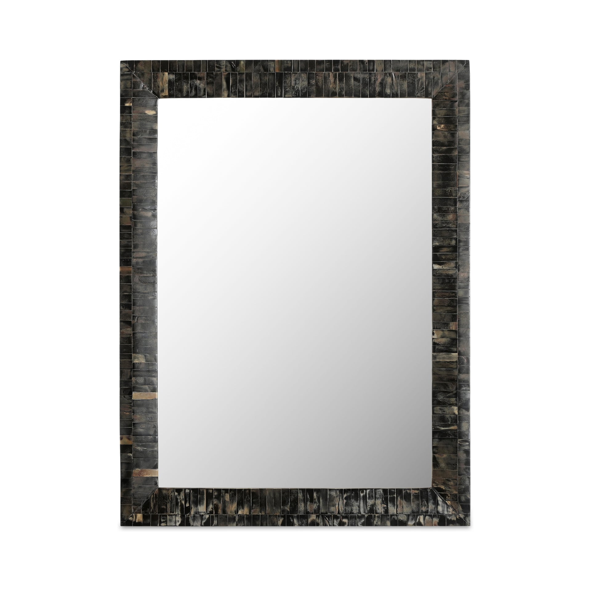 Merritt Mirror, Rectangular, Horn Inlay on MDF, Tessellated Pattern, One-of-a-Kind Finish, Multi