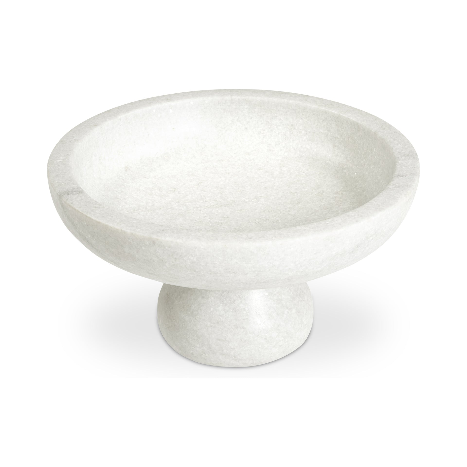 Winslow Bowl, Rajnagar White Marble, Artisan-Made, Classic Pedestal Form, White