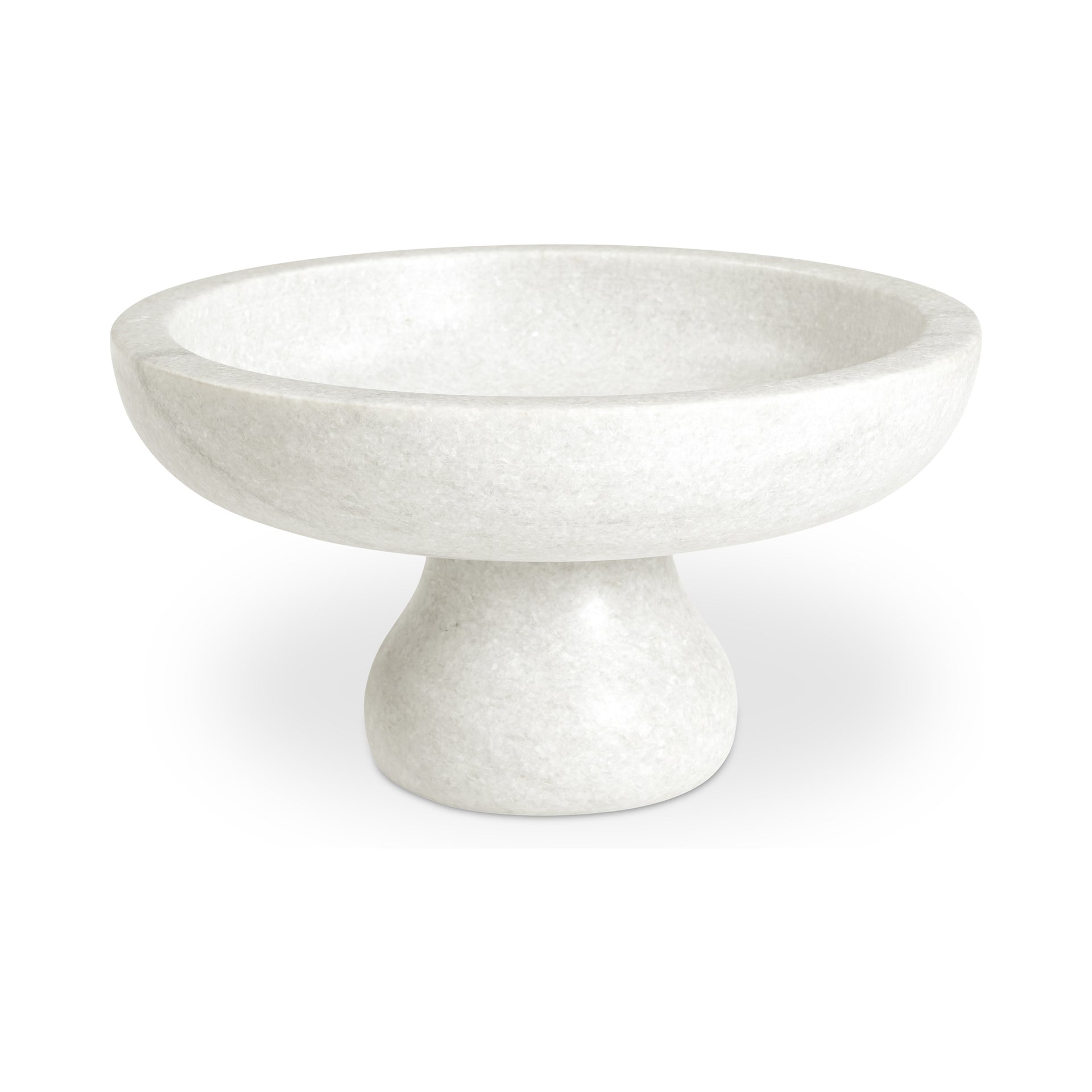 Winslow Bowl, Rajnagar White Marble, Artisan-Made, Classic Pedestal Form, White