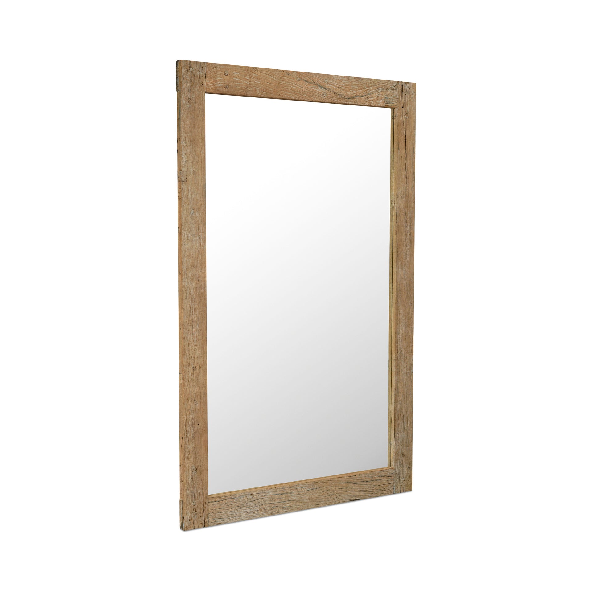 Winter Floor Mirror, Mixed Reclaimed Wood Frame, Traditional Profile, Natural Variation and Character, Natural