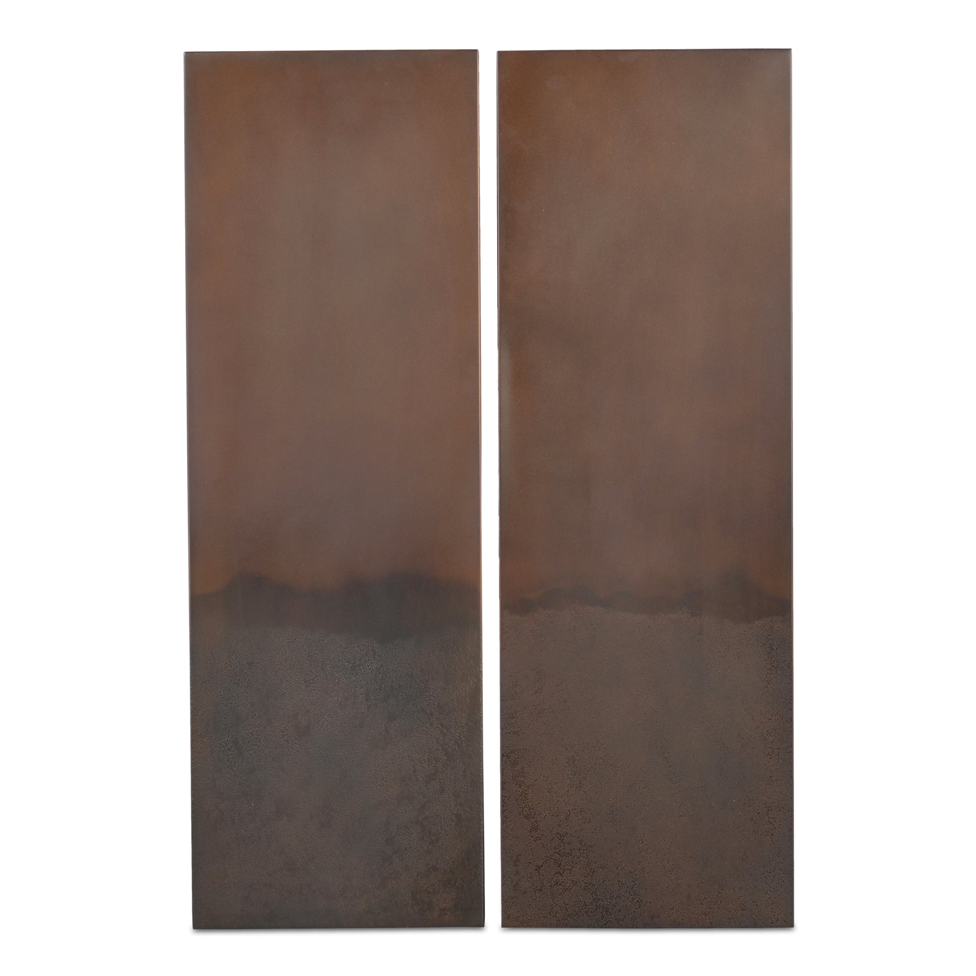 Garran Wall Sculpture, Rectangular Iron Panels with Reactive Bronze Finish, Contemporary Brown