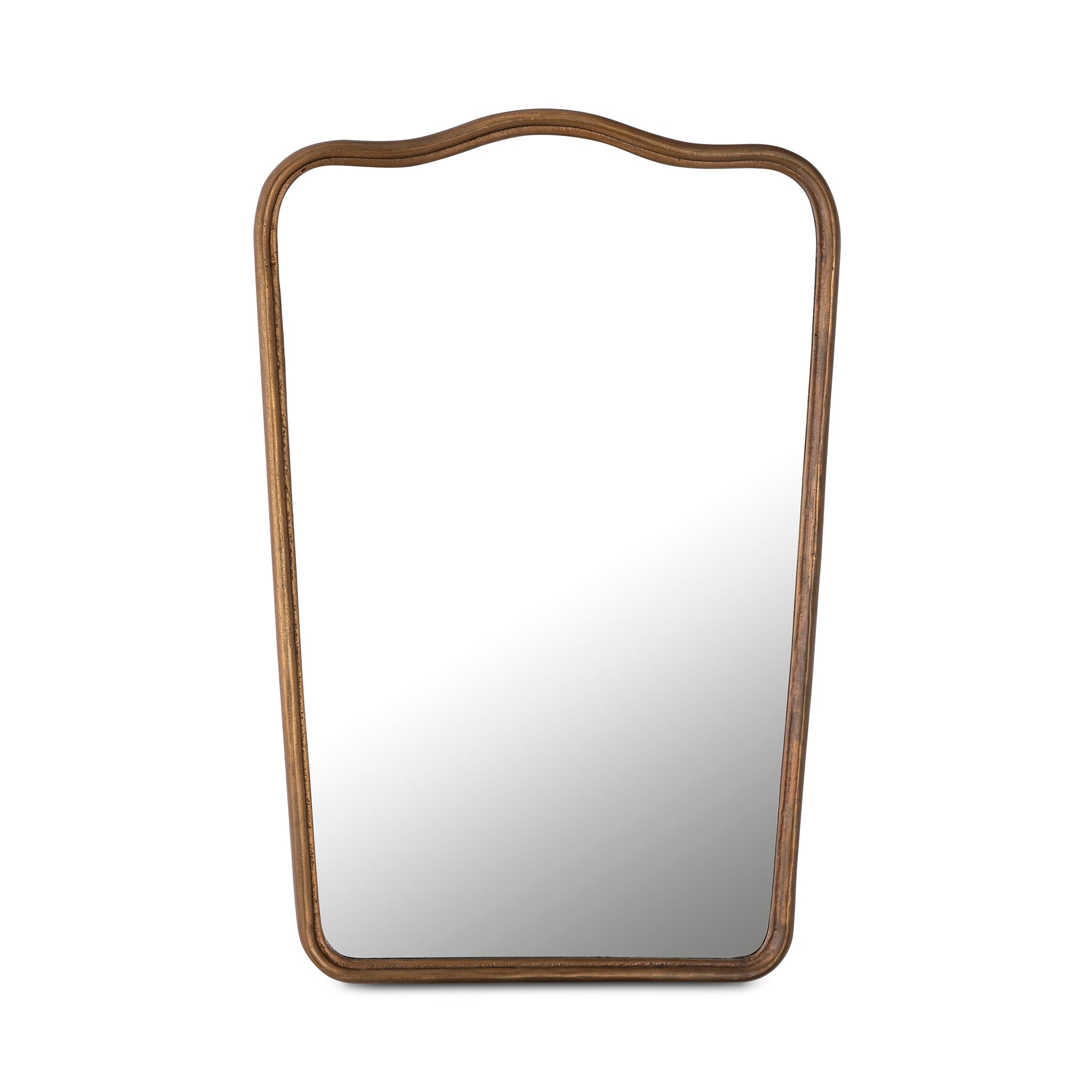 Jossan Mirror, Scalloped Cast Aluminum Frame, Brass Finish