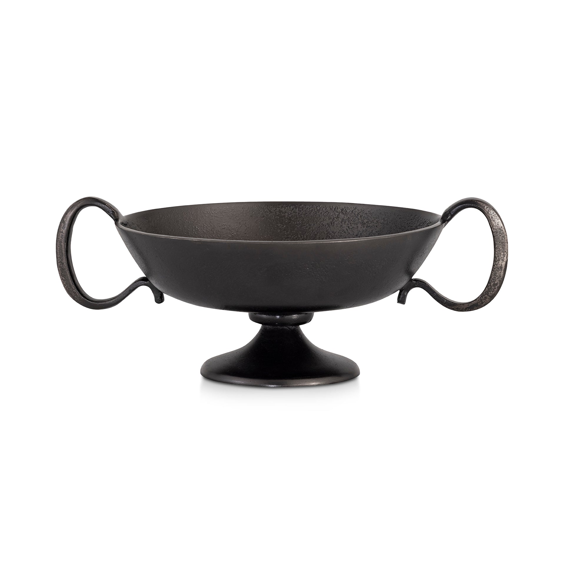 Maelisette Bowl, Round Cast Aluminum, Sculpted Handles, Black