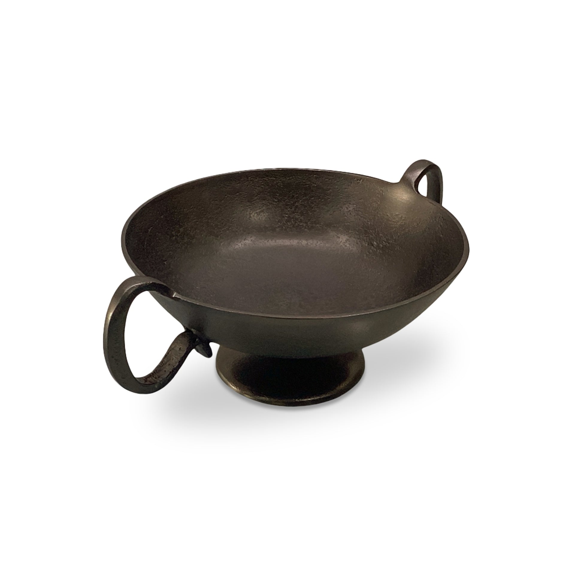 Elenya Bowl, Curved-Handled Cast Aluminum Antique, Brass