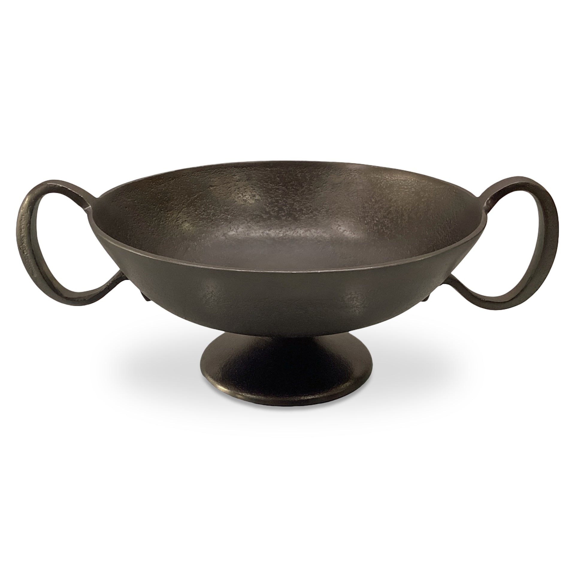 Elenya Bowl, Curved-Handled Cast Aluminum Antique, Brass