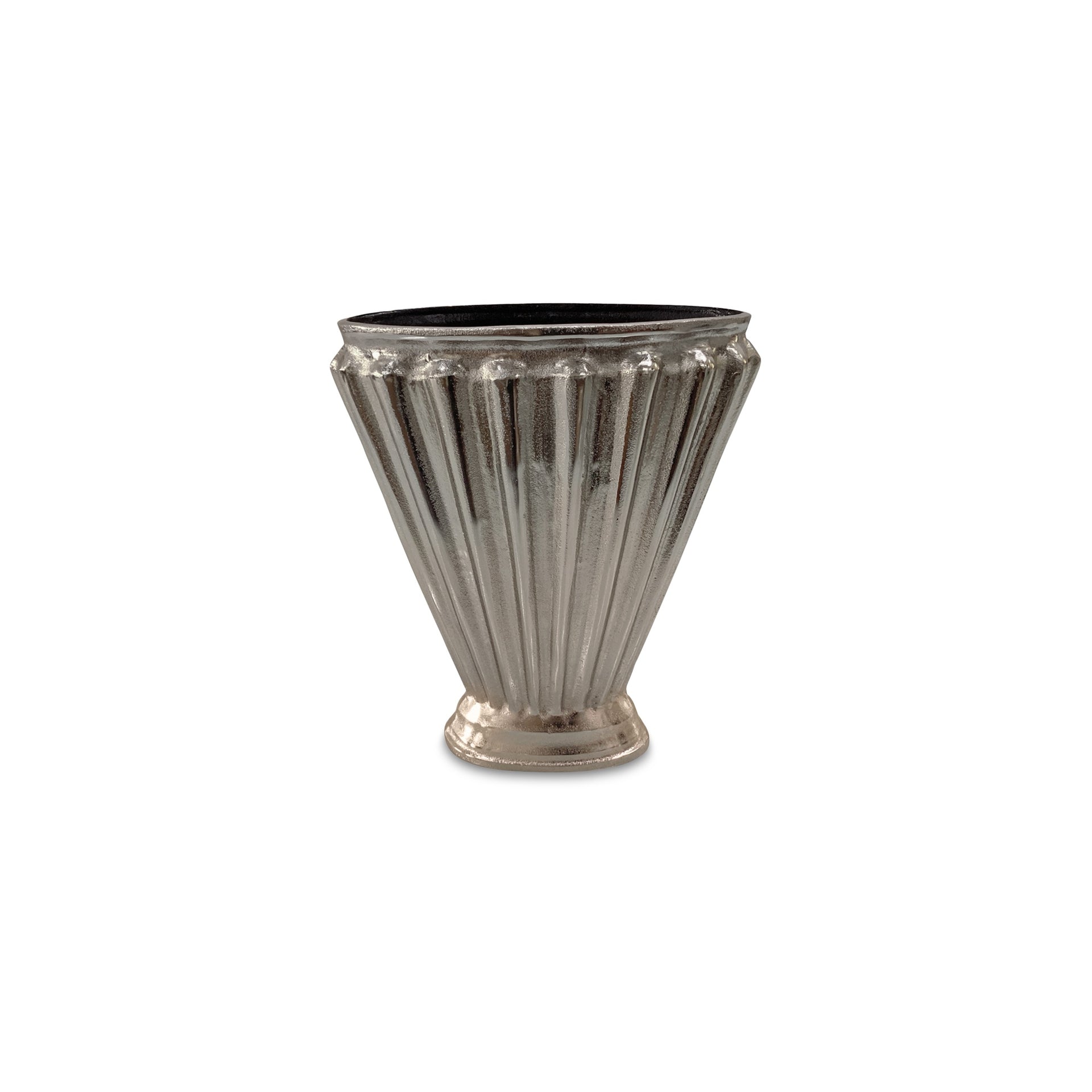 Avielle Vase, Fluted Fan Cast Aluminum Aged Pewter, Grey