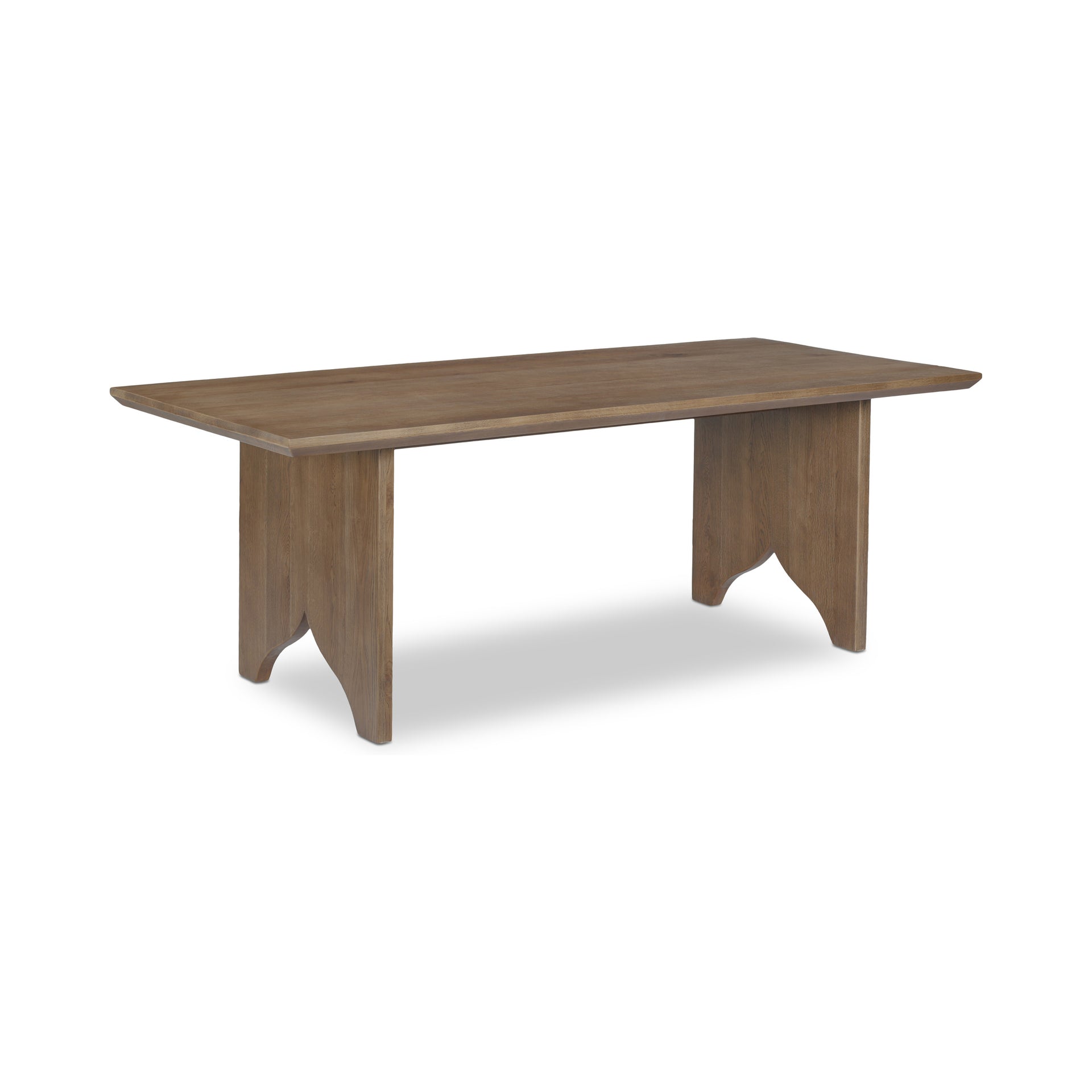 Vandren Dining Table, Rectangular, Solid Oak, Iron Base, Seats Six, Stain Resistant, Brown