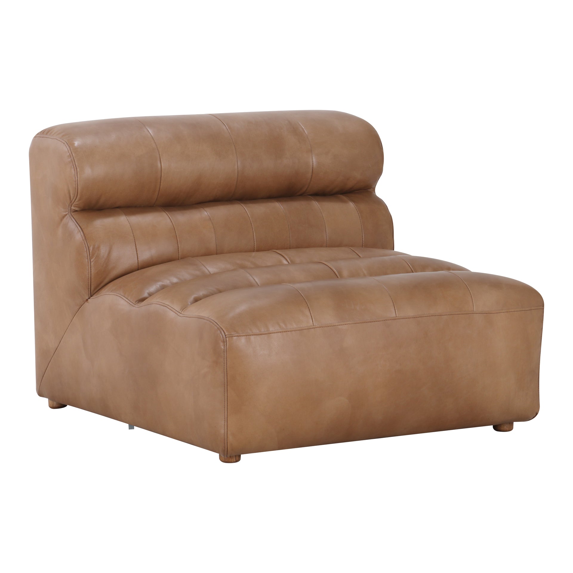Meadow Slipper Chair, Contemporary Top-Grain Leather, Feather & Fiber-Fill Topper Foam, Tan