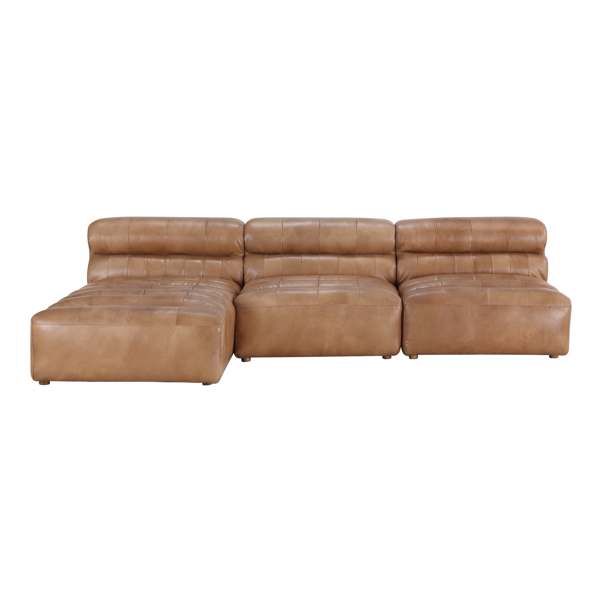 Meadow Signature, Contemporary Modular Sectional, Top-Grain Buffalo Leather Upholstery, 4 Seater, Tan
