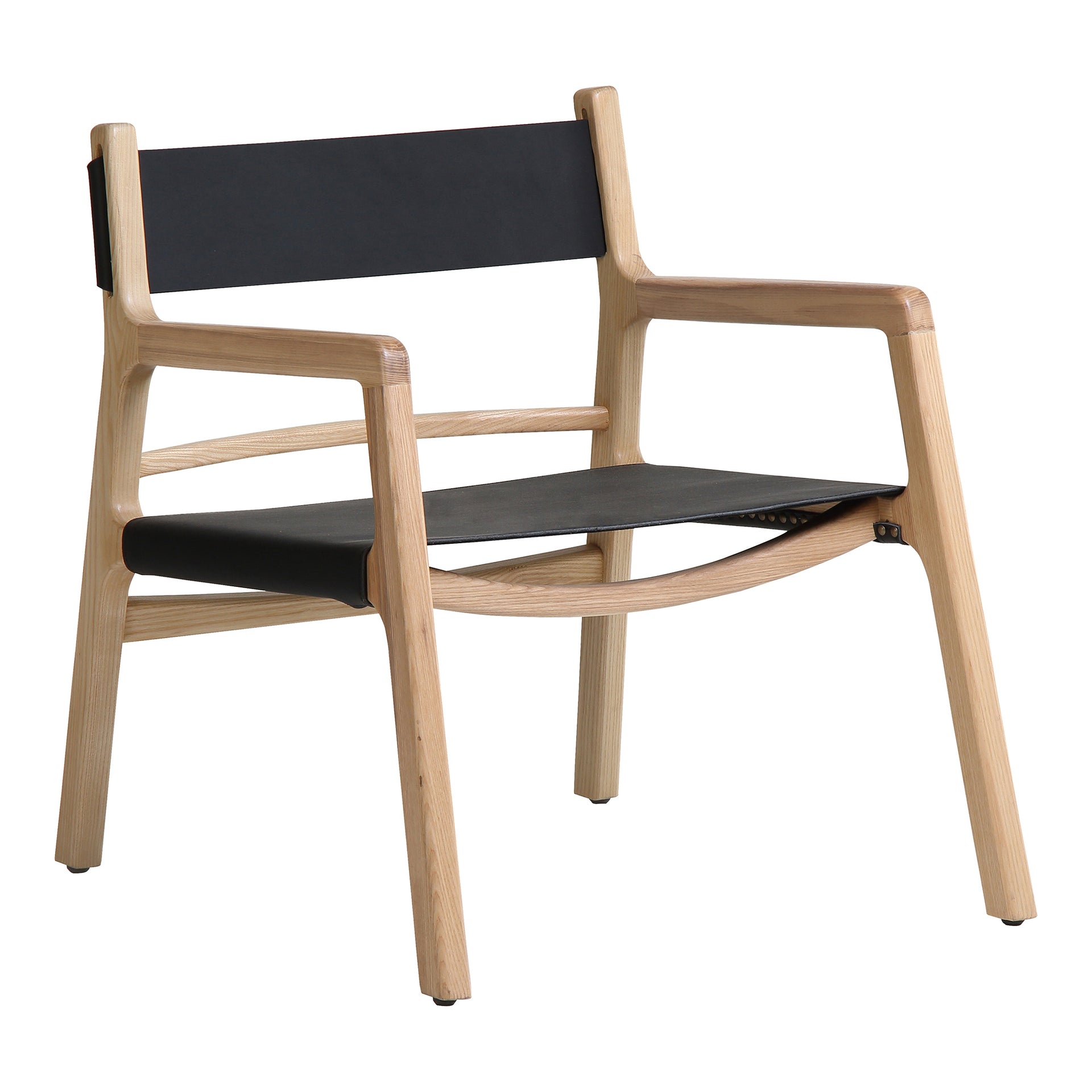 Aman r, Accent Chai Ash Wood Frame, Top-Grain Buffalo Leather, Kohl Black