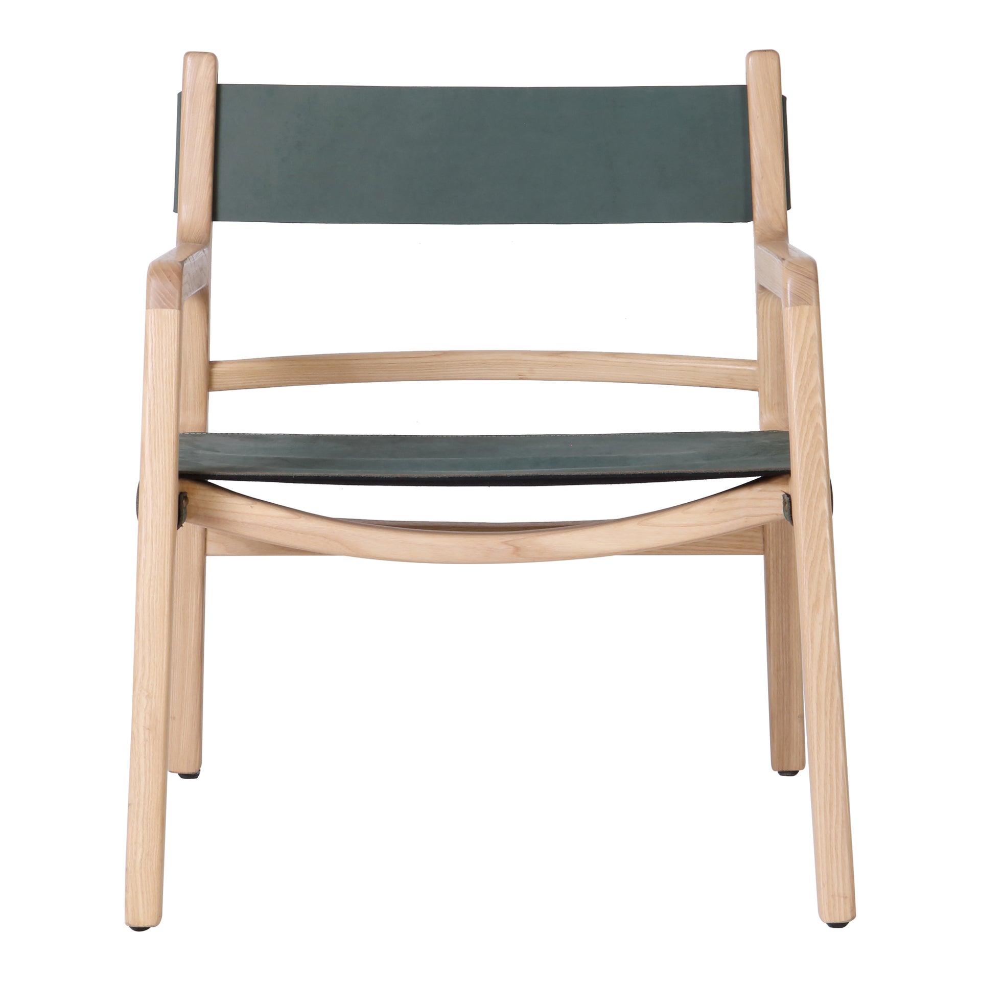 Aman, Accent Chair Ash Wood Frame, Top-Grain Buffalo Leather, Seagrass Green