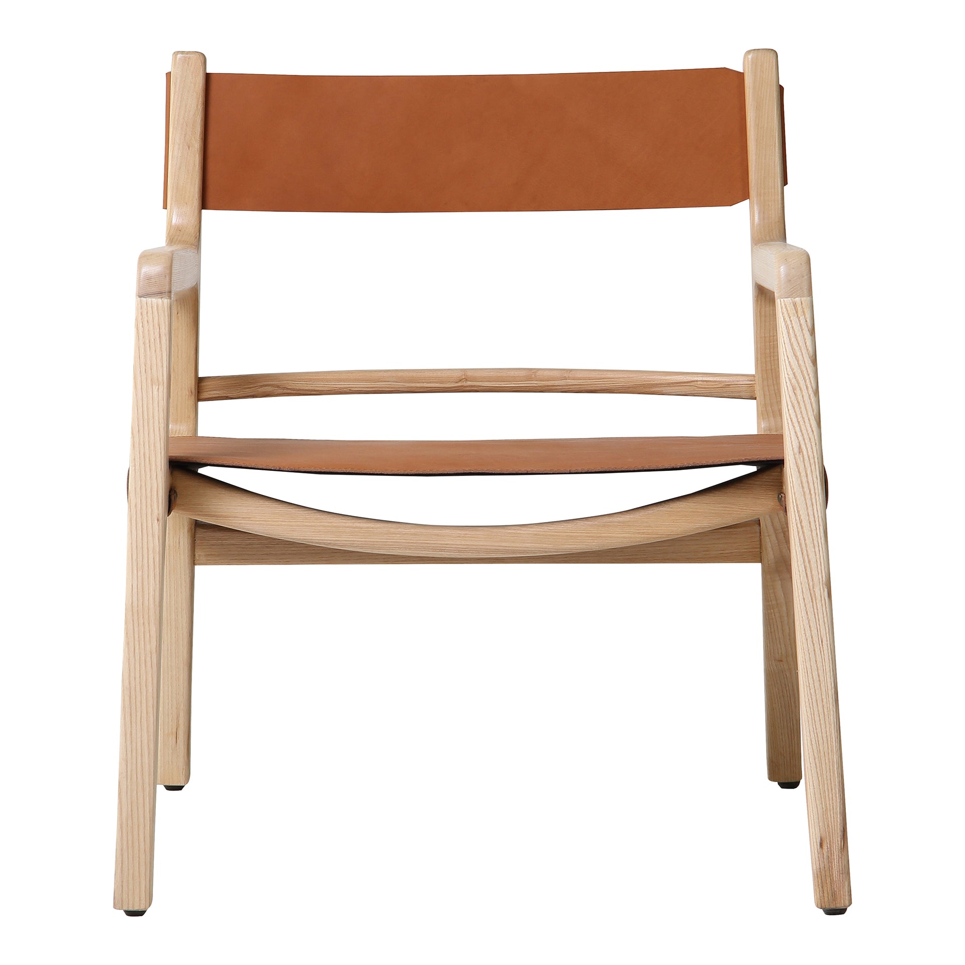 Aman, Accent Chair Ash Wood Frame, Top-Grain Buffalo Leather, Havana Tan