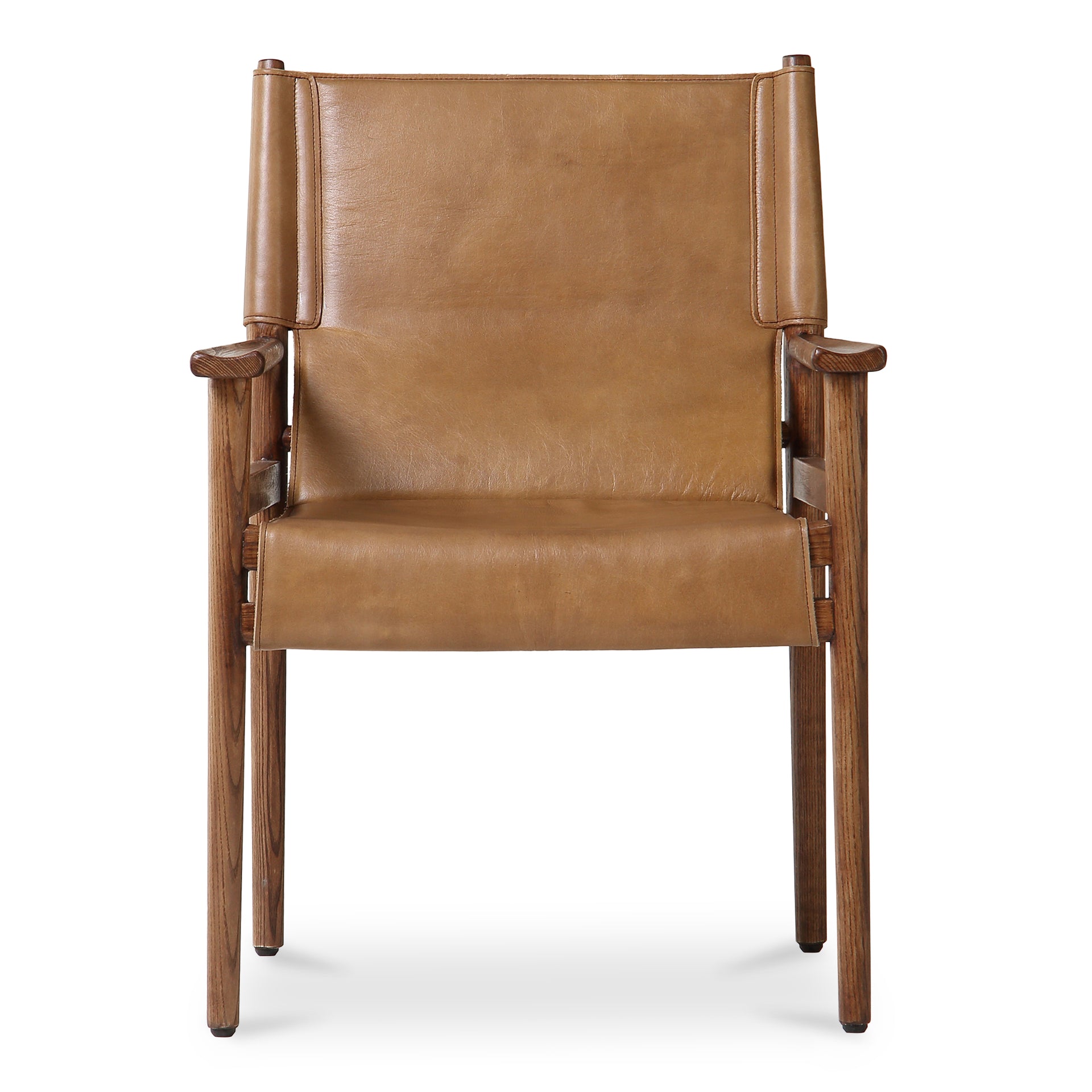 Anouk, Dining Chairs Ash Wood Frame, Top-Grain Buffalo Leather, Brown