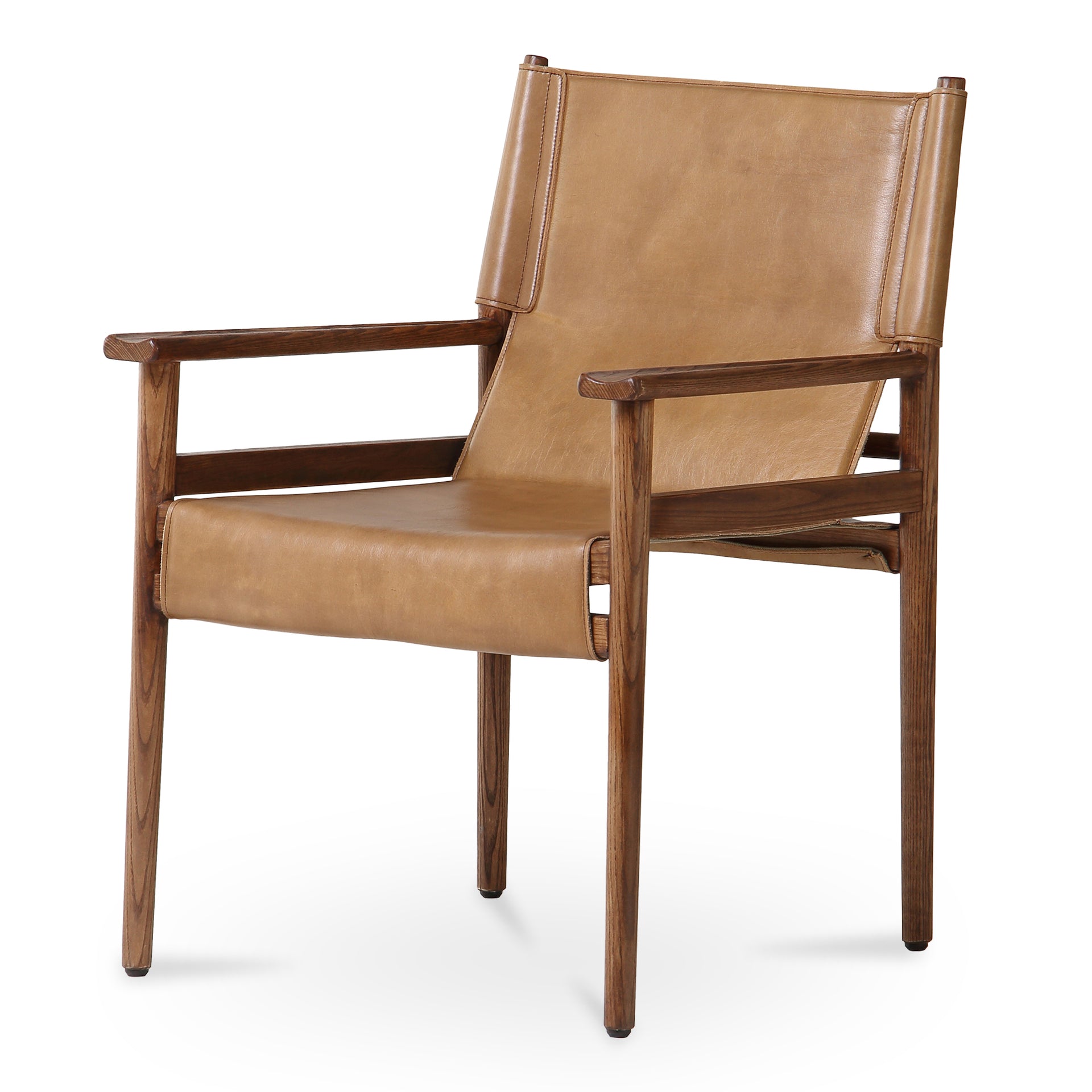 Anouk, Dining Chairs Ash Wood Frame, Top-Grain Buffalo Leather, Brown