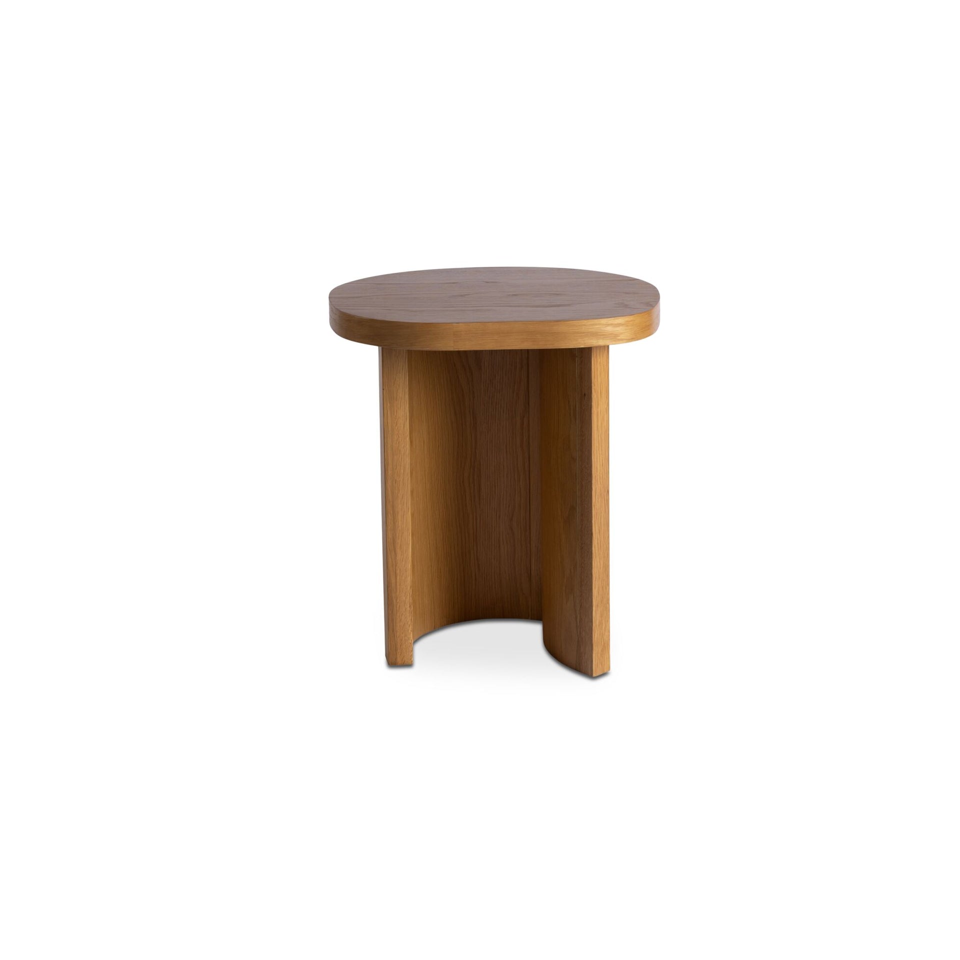 Sapphira Accent Table, Freeform Solid Oak Top, Oak Veneer Base, Natural Finish