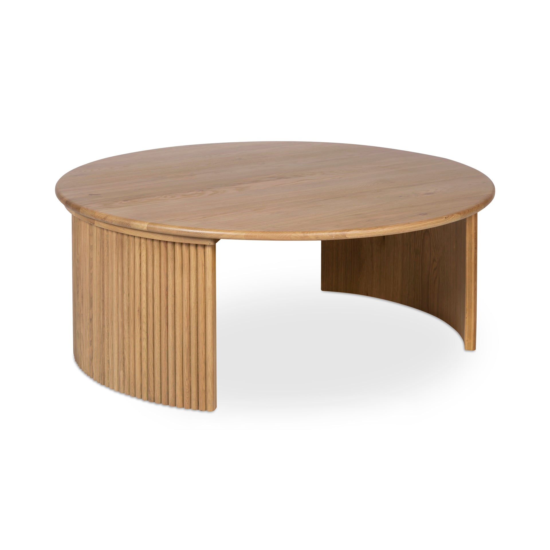 Pence Coffee Table, Oval Solid Oak Tabletop, Oak Veneer Base, Natural Finish