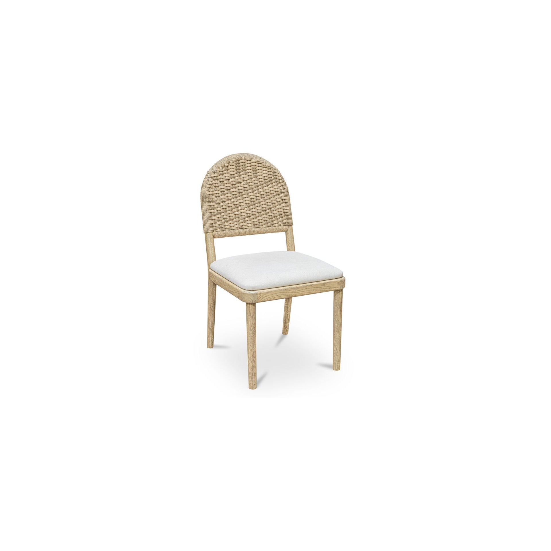 Isen Dining Chair, Arched Back, Solid Oak Frame, Paper Cord Back, Upholstered Seat, Natural - Set of 2