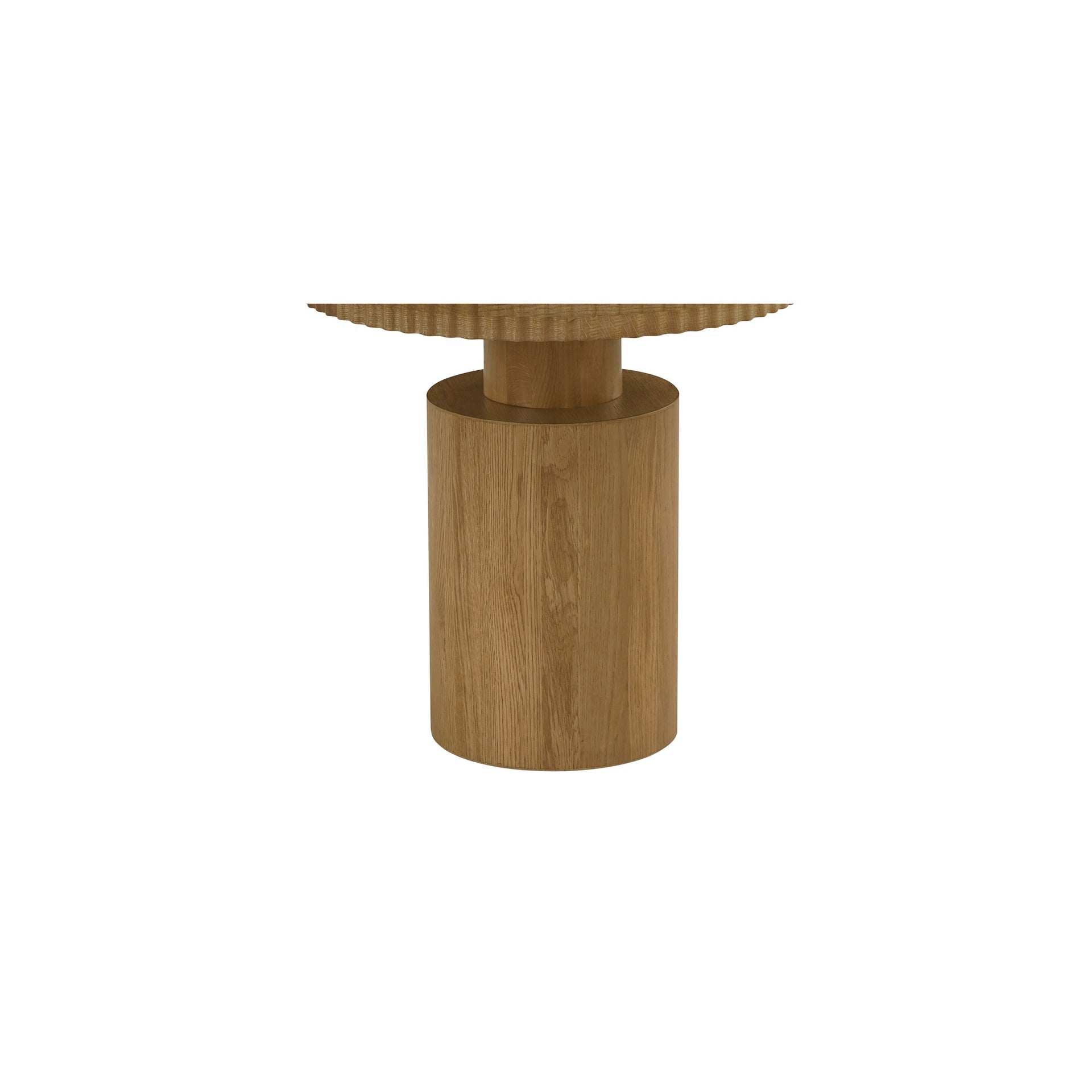 Whitley Side Table, Round, Oak, Fluted Edge, Adjustable Glides, Stain Resistant, Brown