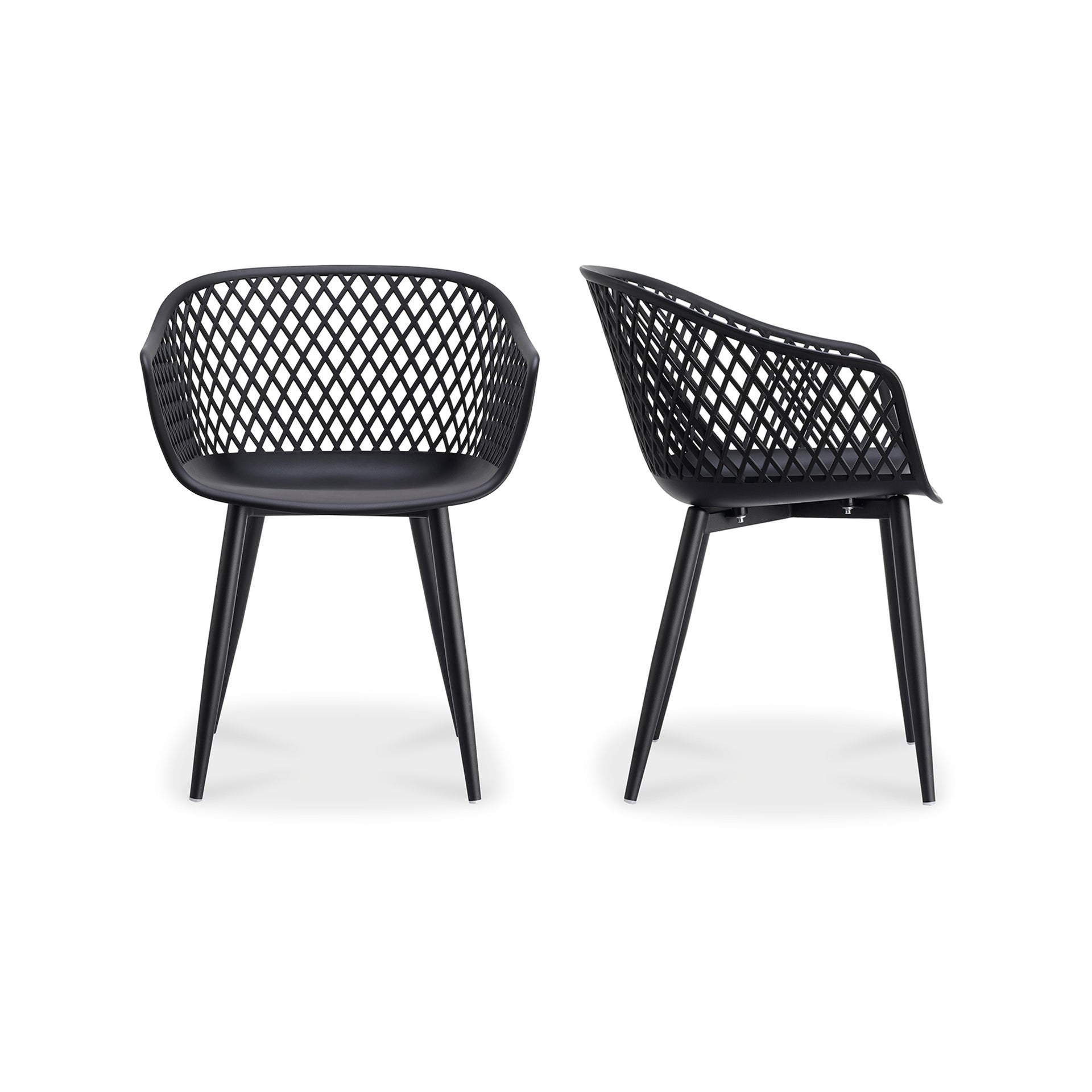 Florence, Dining Chairs Polypropylene, Powder-Coated Metal Legs, Black - Set of 2