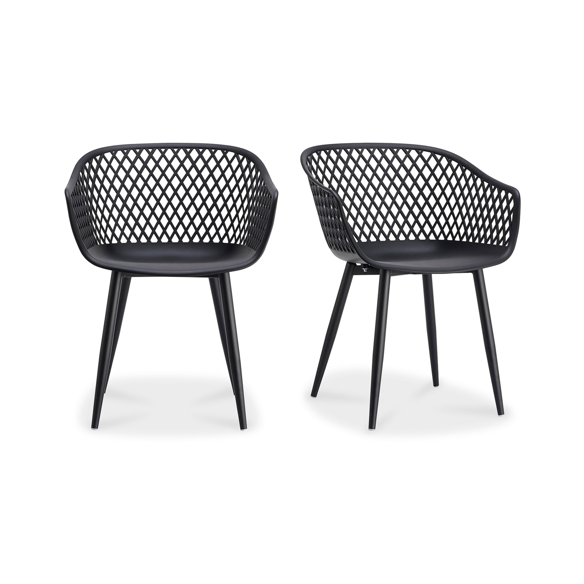 Florence, Dining Chairs Polypropylene, Powder-Coated Metal Legs, Black - Set of 2
