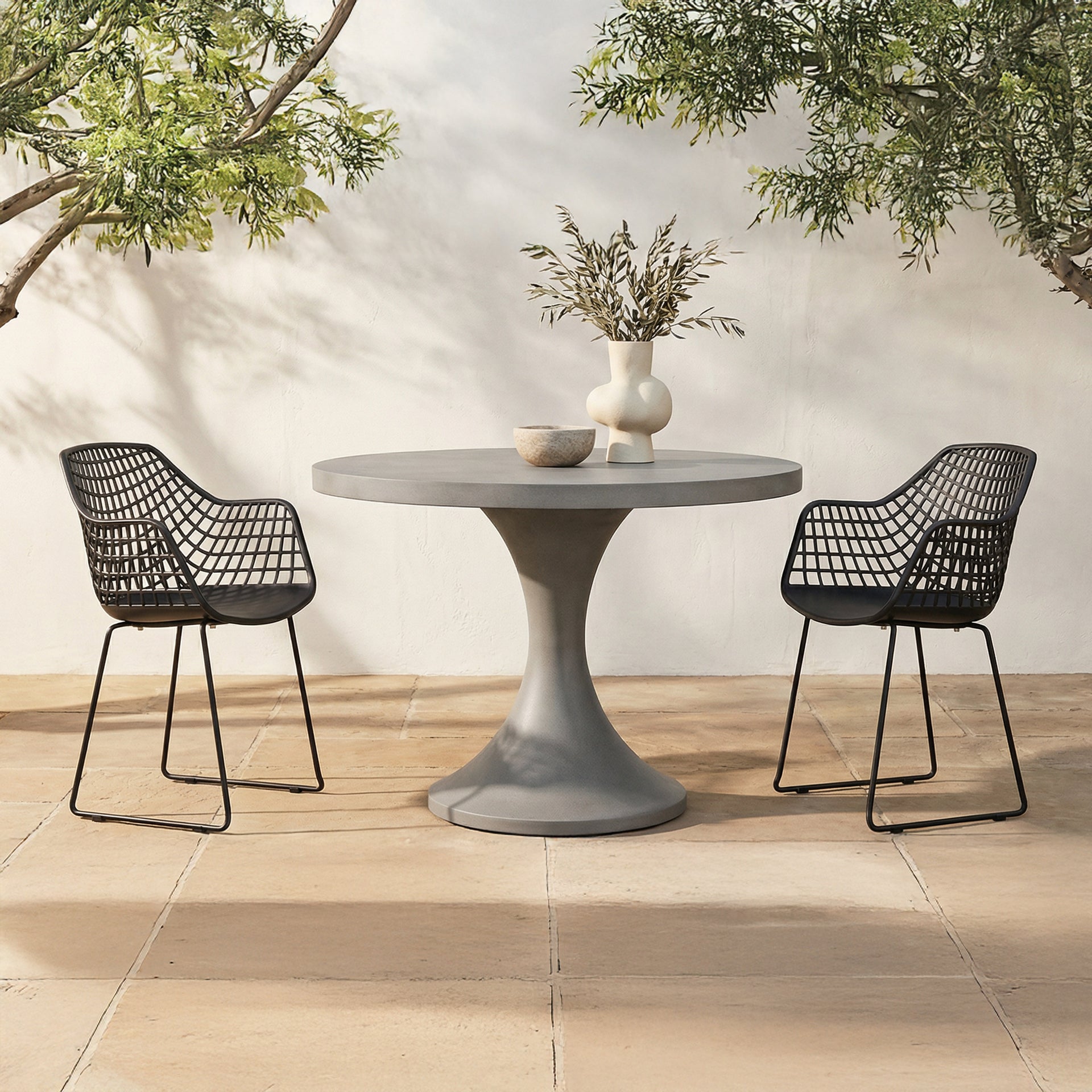 Maui Accent Chair, Polypropylene, Powder-Coated Steel Legs, Black