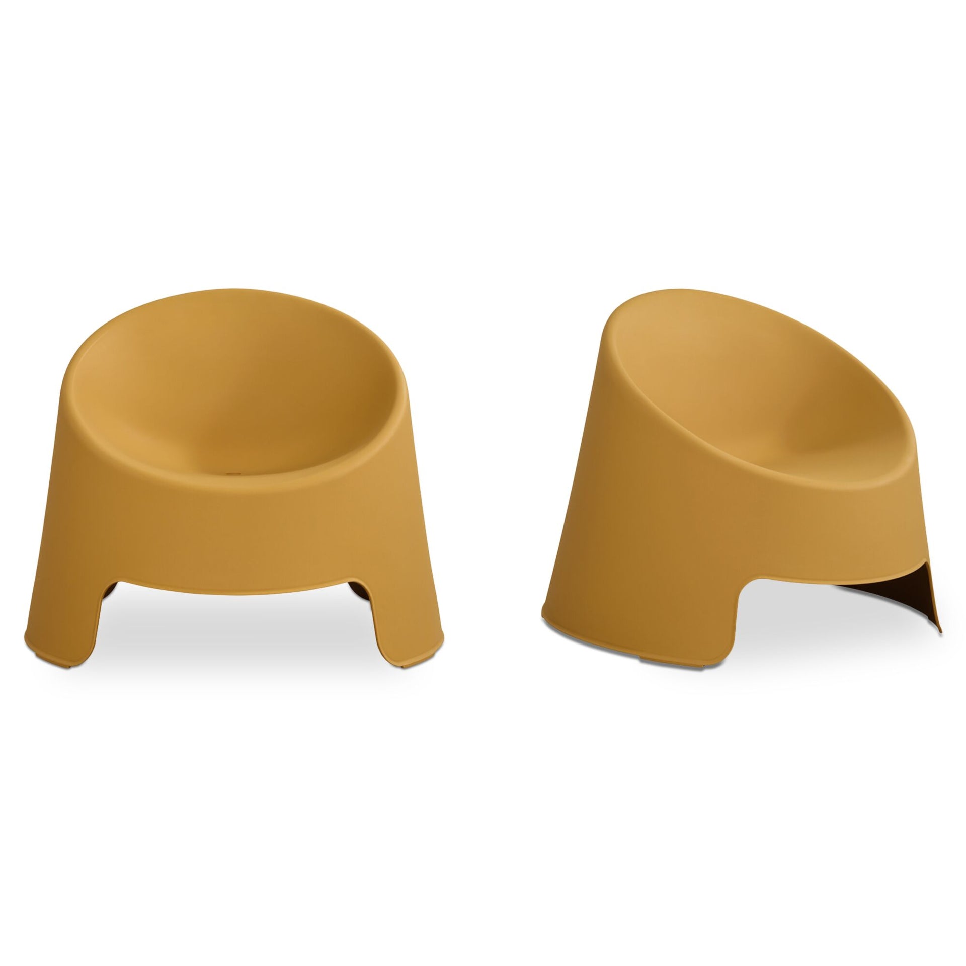 Mavrik Outdoor Chair, Barrel Silhouette, All-Weather Polypropylene, Stackable, Water Resistant, Yellow - Set of 2