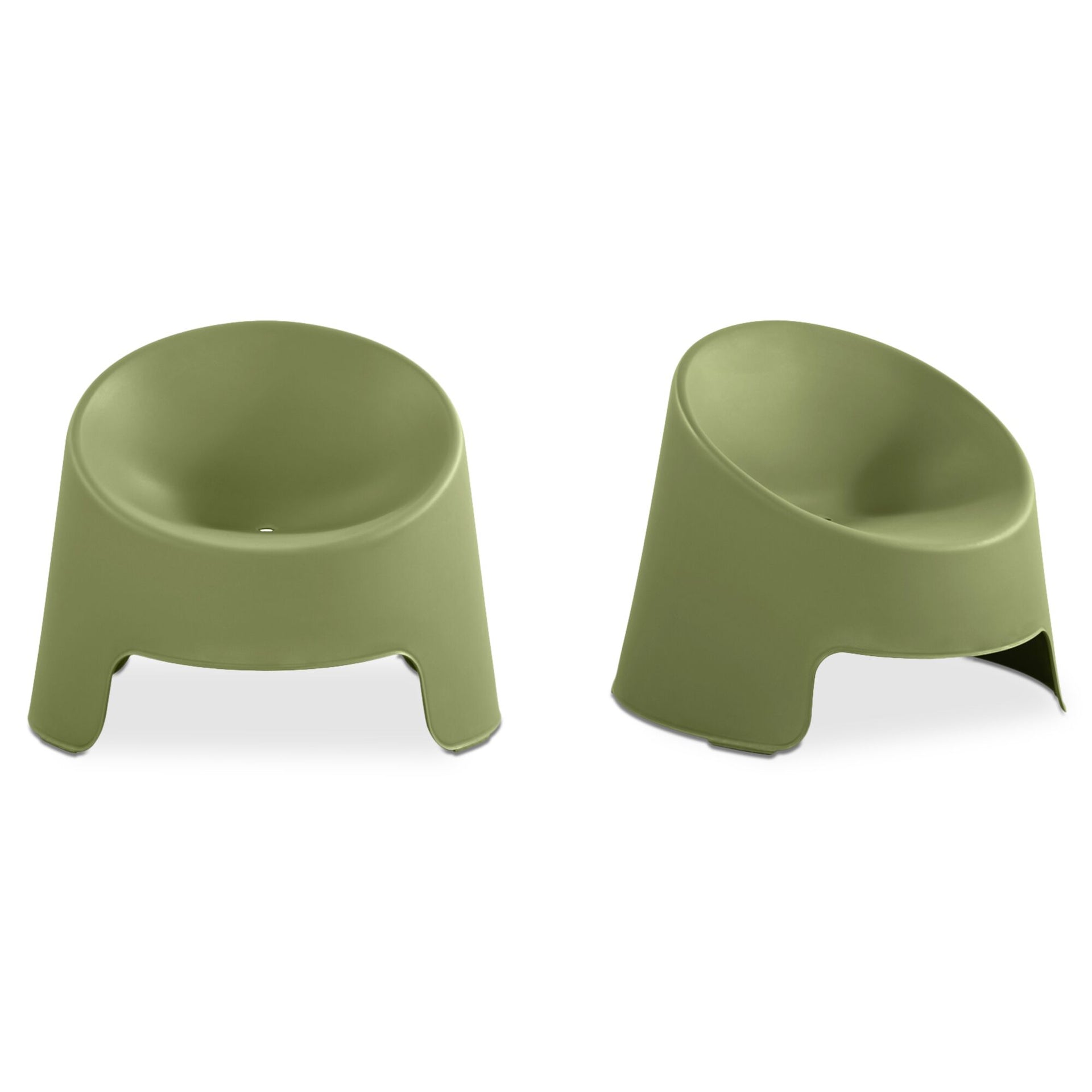 Mavrik Outdoor Chair, Barrel Silhouette, All-Weather Polypropylene, Stackable, Water Resistant, Green - Set of 2