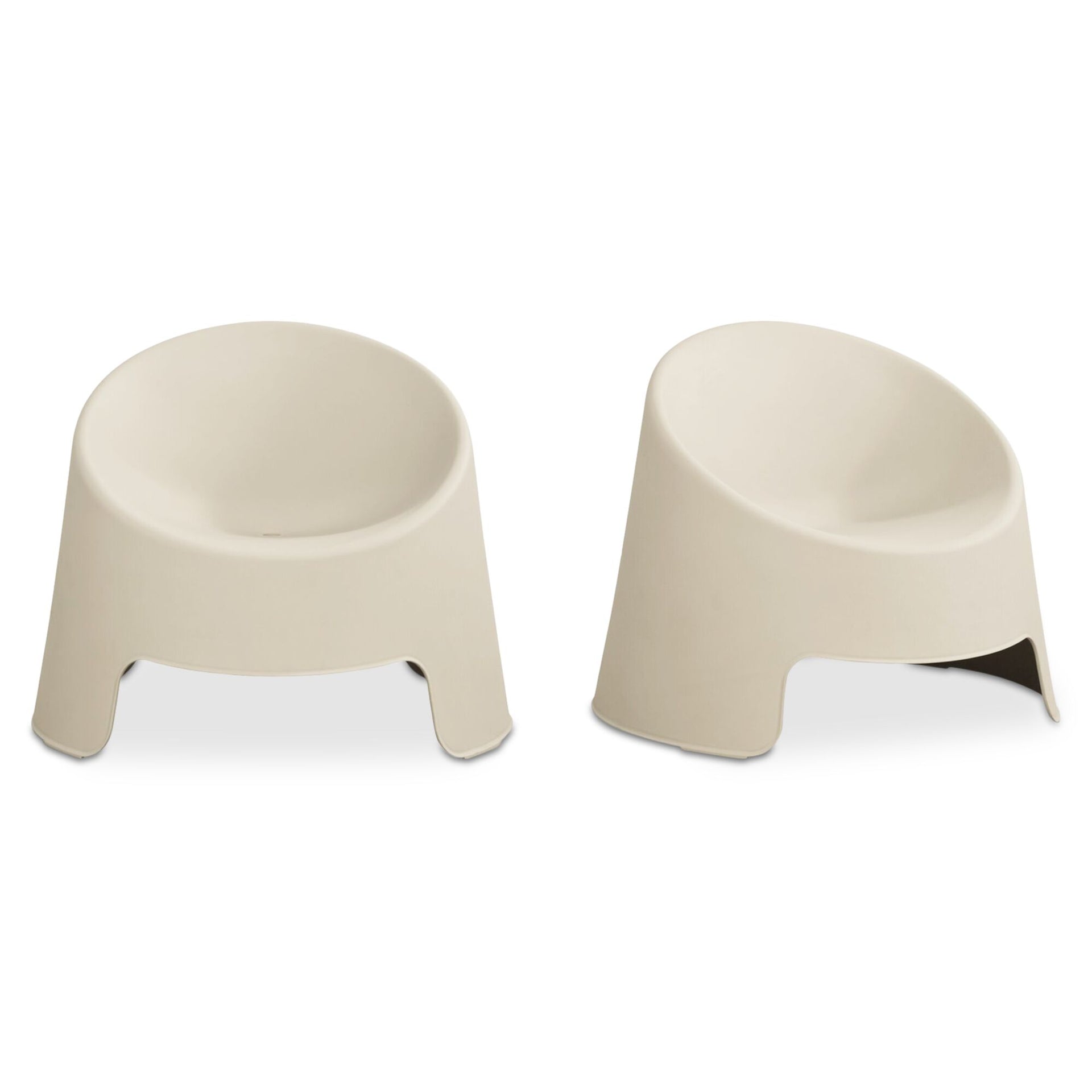 Mavrik Outdoor Chair, Barrel Silhouette, All-Weather Polypropylene, Stackable, Water Resistant, Light Gray - Set of 2