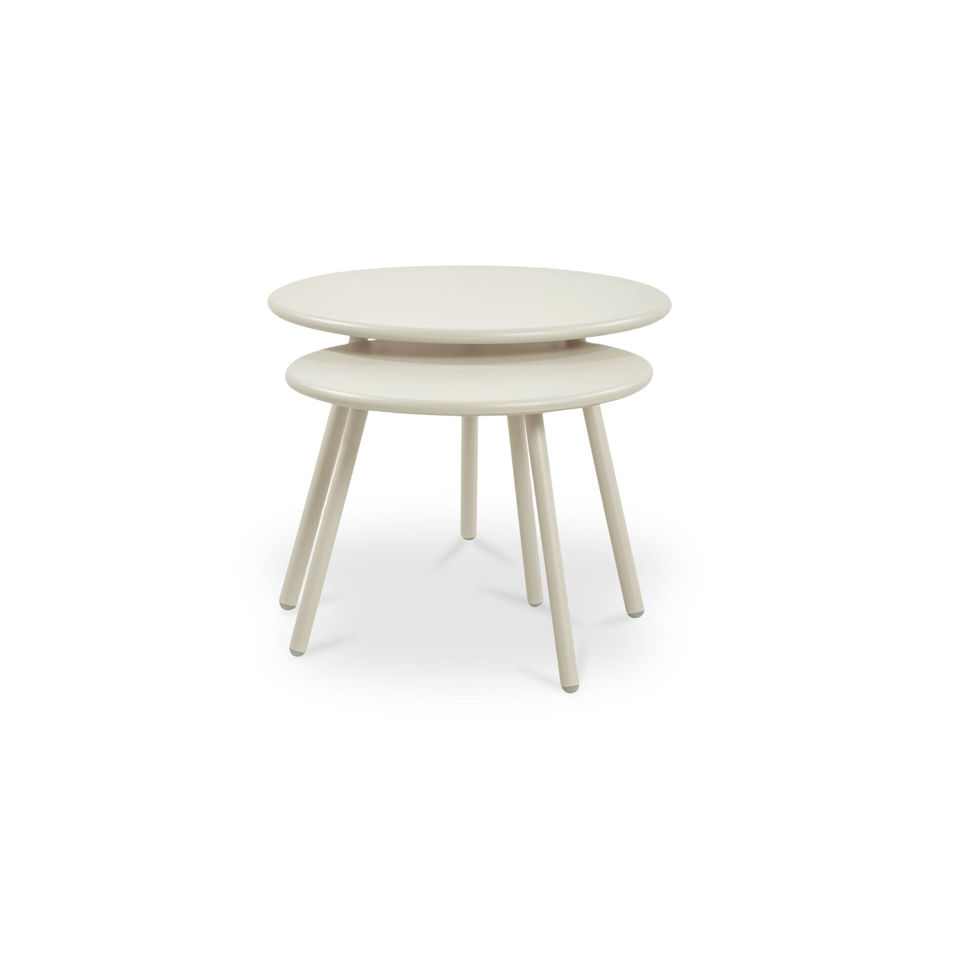 Doran Outdoor Coffee Table, Round, Nesting Two-Piece, All-Steel Frame, Water Resistant, Cream - Set of 2
