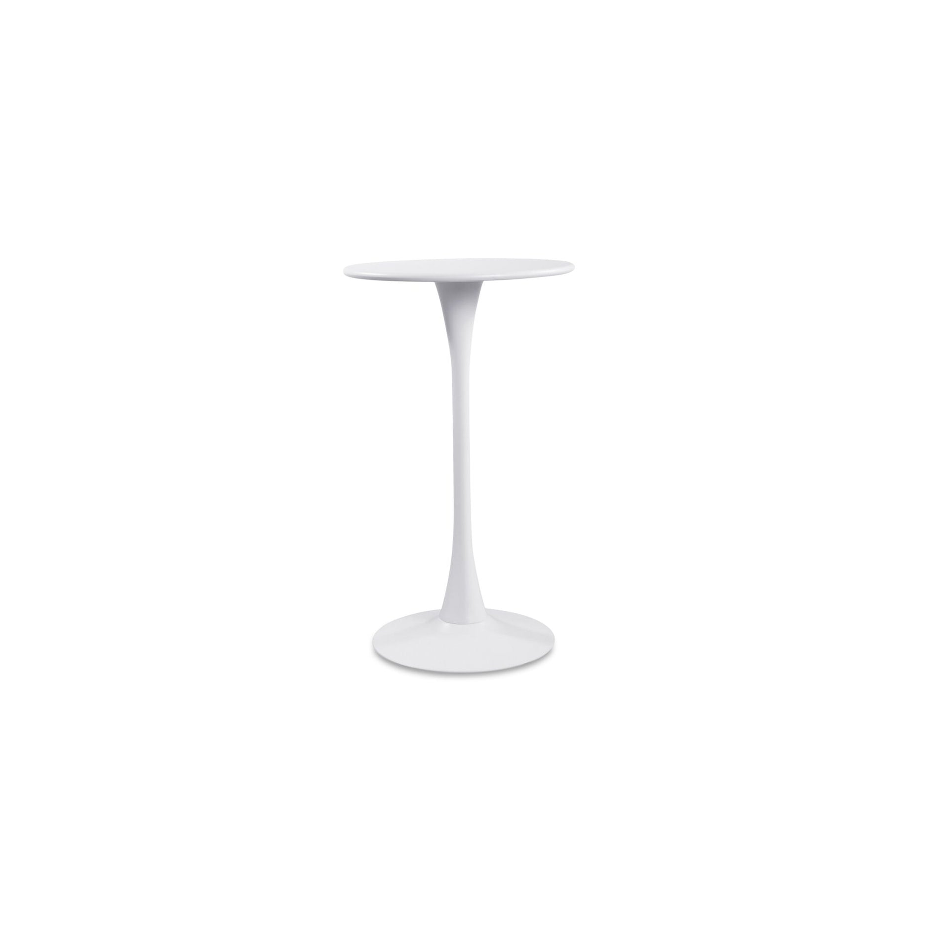Korbel Outdoor Bar Table, Round, All-Steel Frame, Compact Footprint, Seats Two, Water Resistant, White