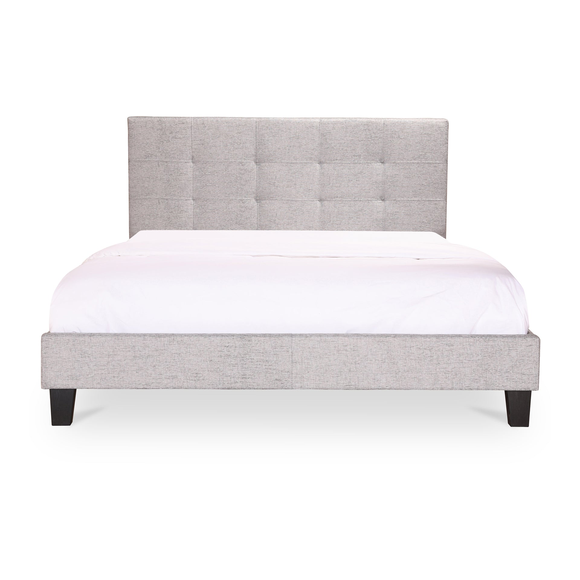 Nico King Bed - Fabric Upholstery with Solid Pine Construction in Light Grey