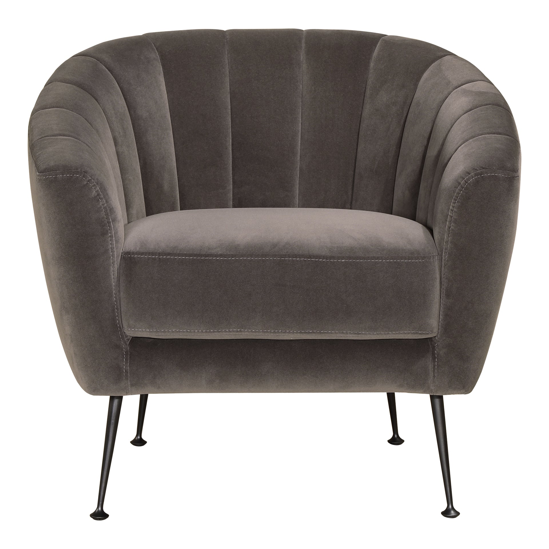 Dellan, Accent Chair Velvet Upholstery, Solid Pine Frame, Dark Grey