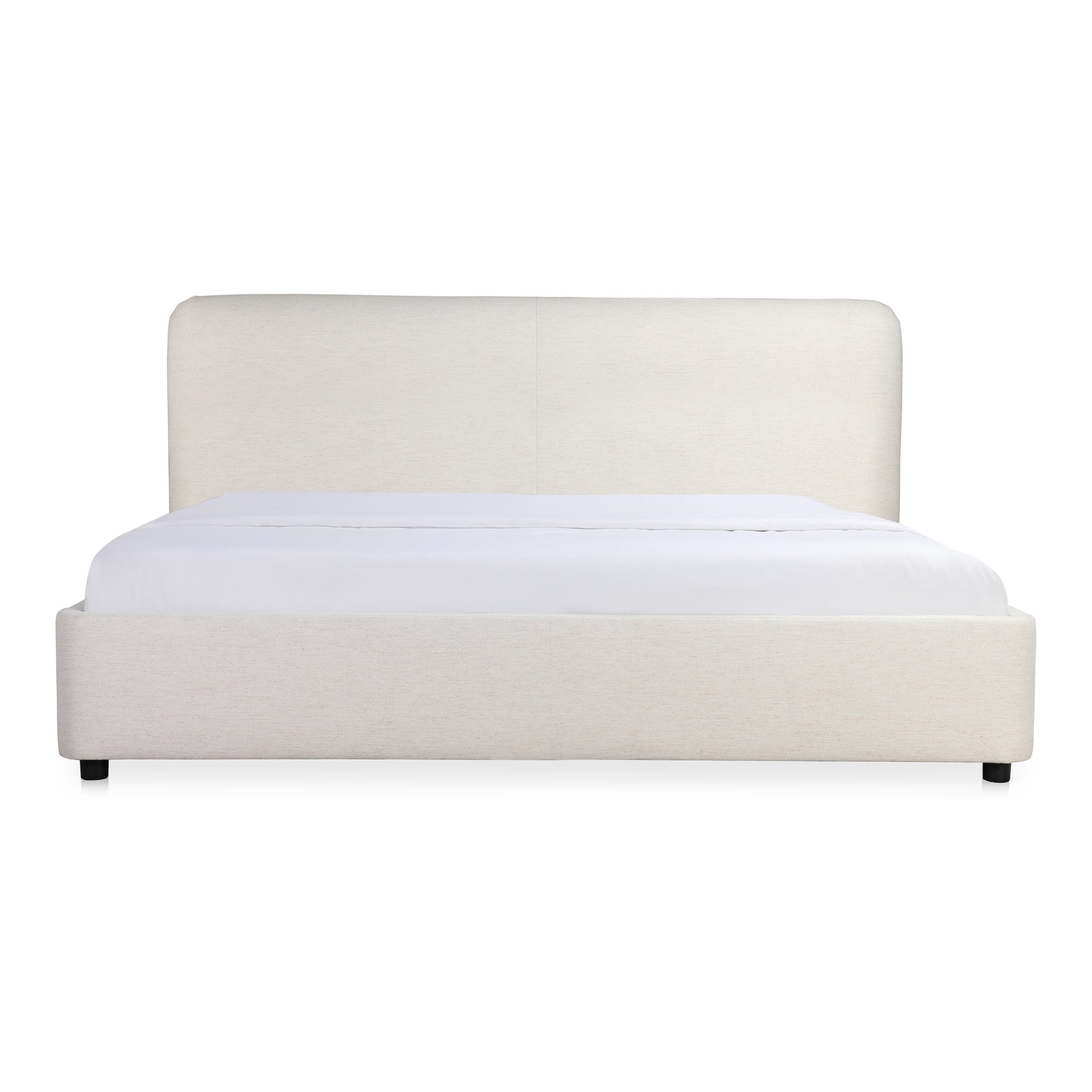 Fletcher King Bed, Linen-Blend Upholstery, Foam Padded Headboard, Solid Pine Frame, Beige