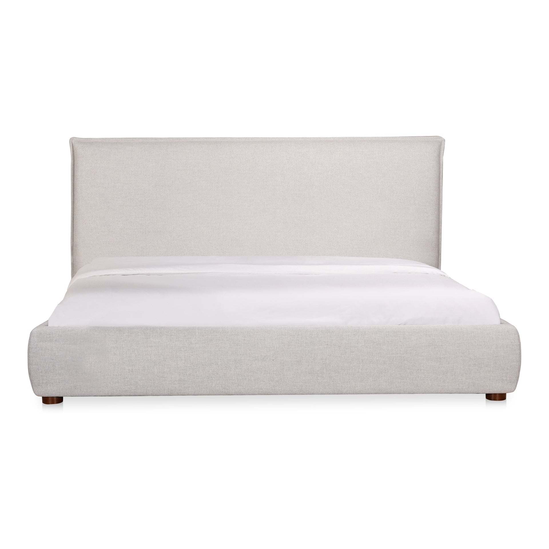 Keaton Queen Bed - Upholstery Polyester Blend Fabric and Solid Wood Base in Light Grey