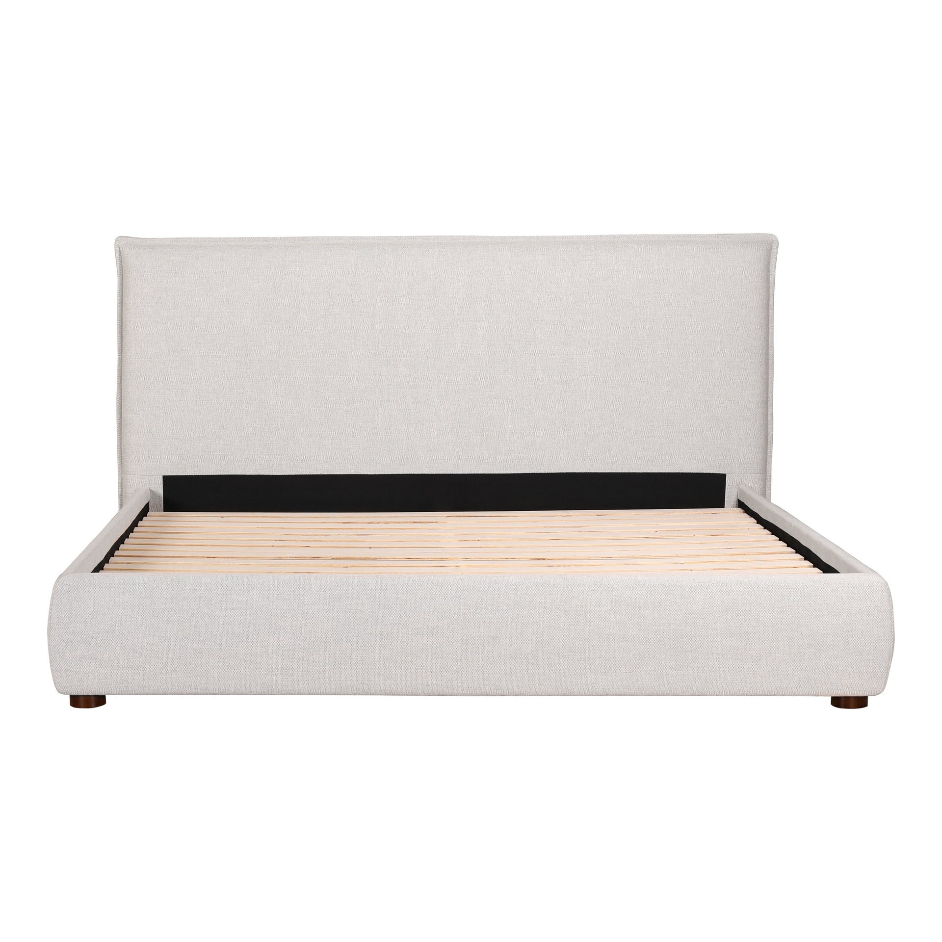 Keaton Queen Bed - Upholstery Polyester Blend Fabric and Solid Wood Base in Light Grey