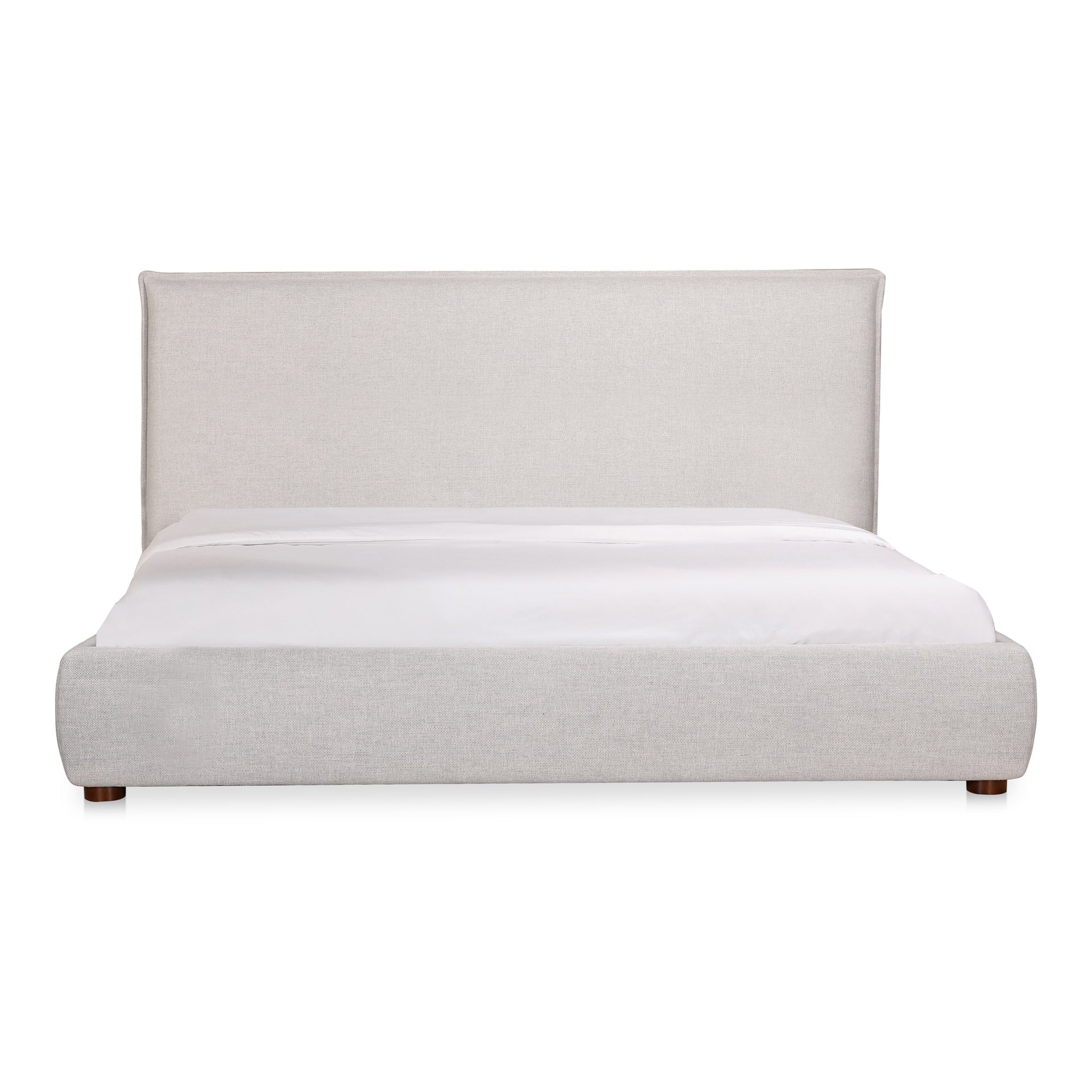 Keaton King Bed - Upholstery Polyester Blend Fabric and Solid Wood Base in Light Grey