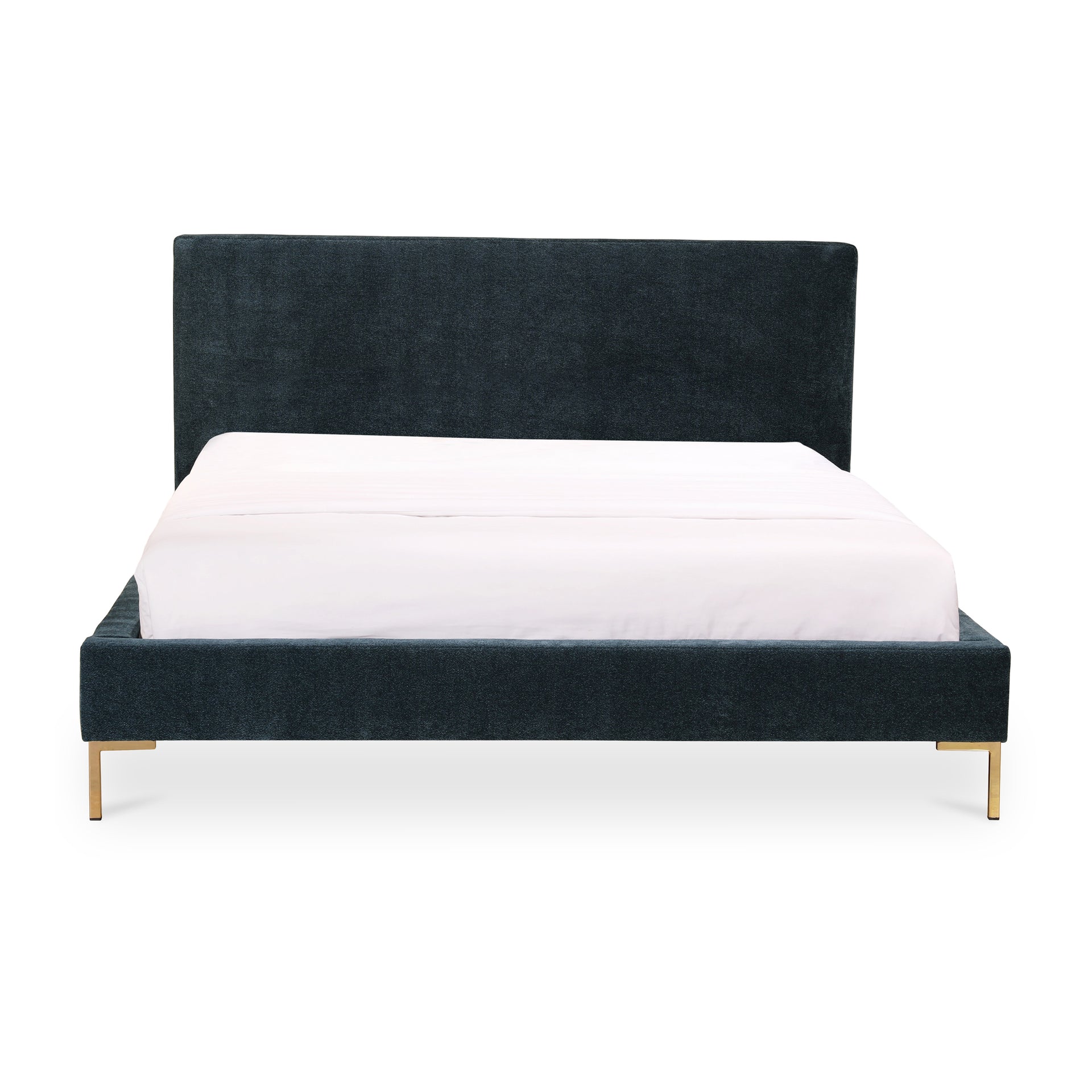 Skylar, King Bed with Foam Padded Headboard, Midnight Blue Velvet Finish