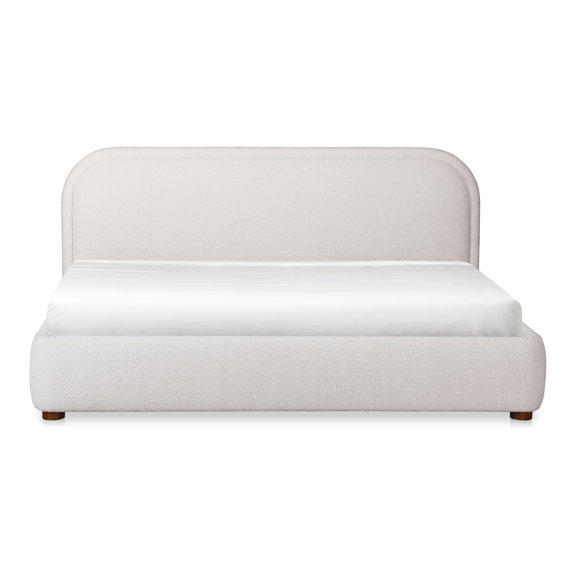Eros King Bed - 100% Polyester Velvet with Solid Pine in Oatmeal