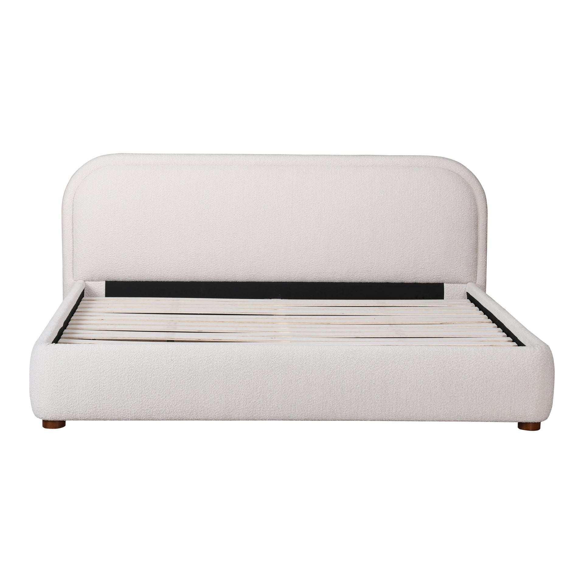 Eros King Bed - 100% Polyester Velvet with Solid Pine in Oatmeal