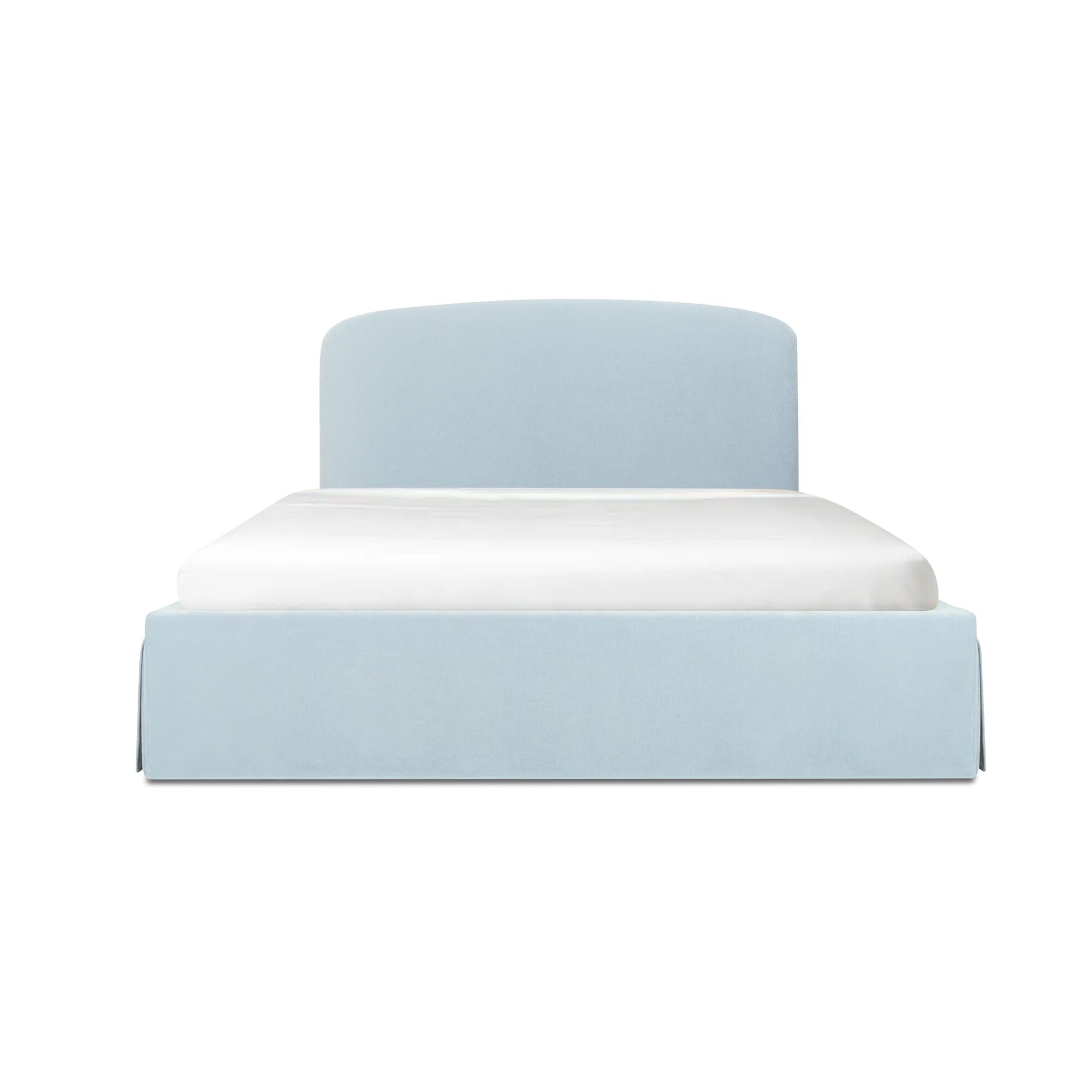 Prescott Queen Storage Bed, Polyester Upholstery, Hydraulic Lift Storage, Removable Slipcover, Light Blue