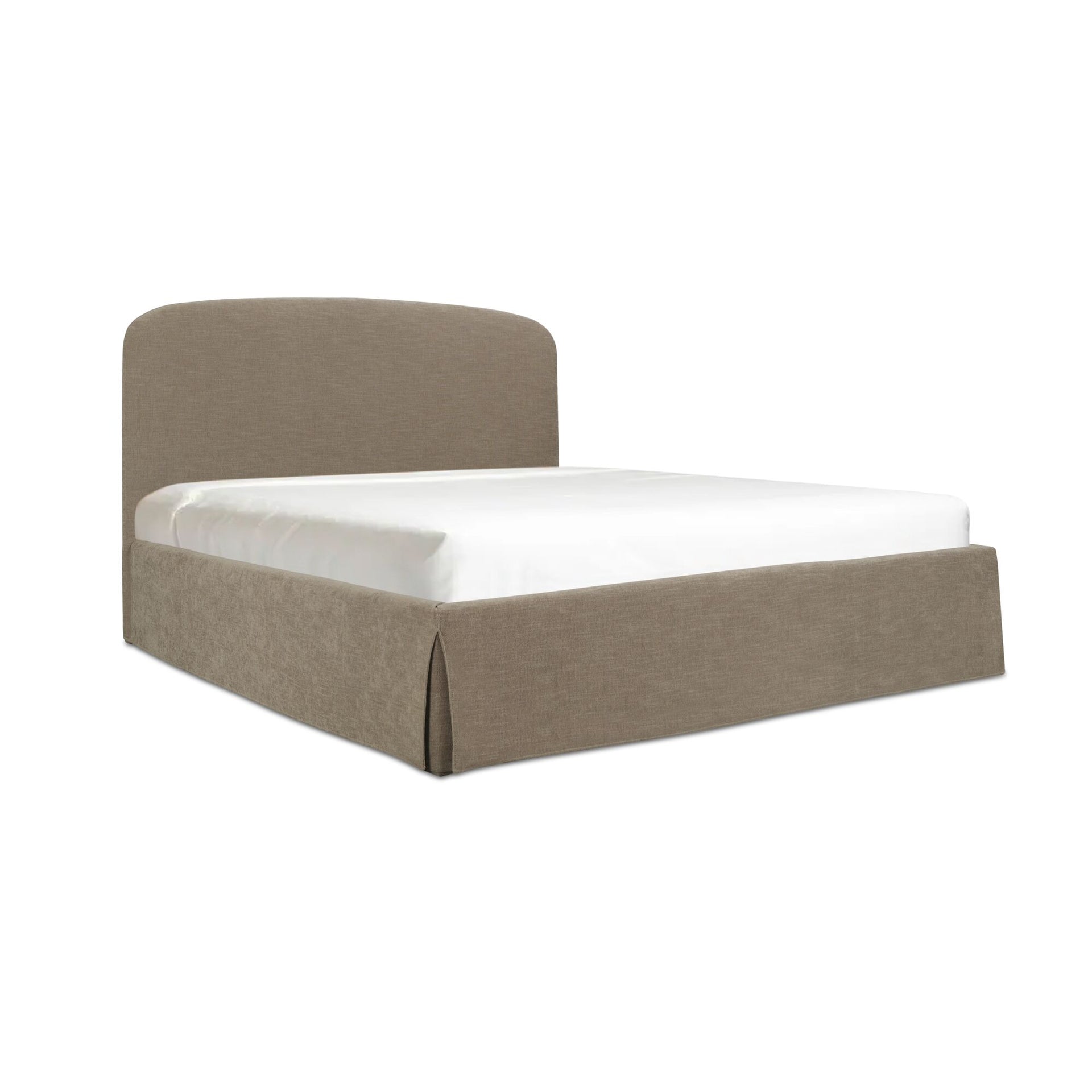 Prescott King Storage Bed, Polyester Fabric, Removable Washable Slipcover, Solid Wood Frame, Hydraulic Lift Storage, Taupe