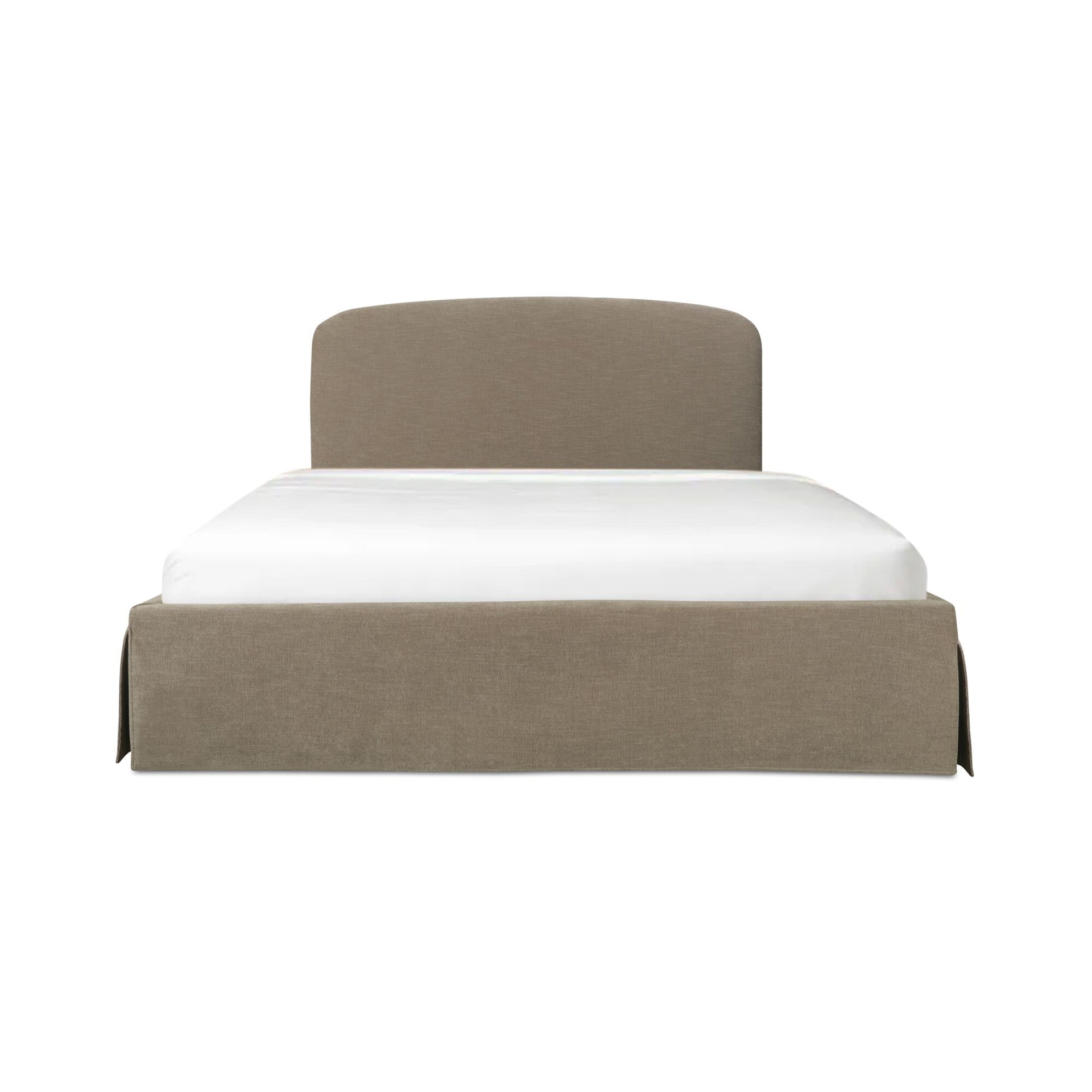 Prescott King Storage Bed, Polyester Fabric, Removable Washable Slipcover, Solid Wood Frame, Hydraulic Lift Storage, Taupe