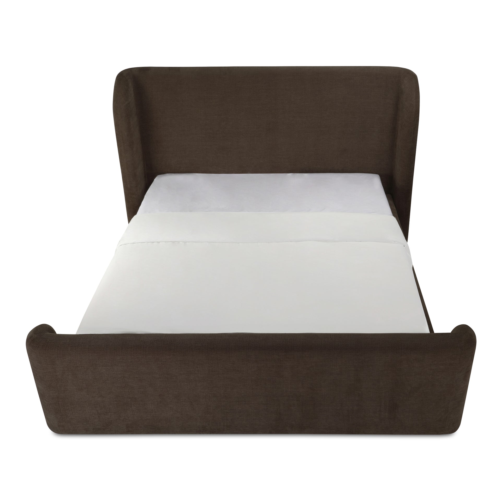 Omri, King Bed with Polyester Upholstery and Storage Drawers, Brown