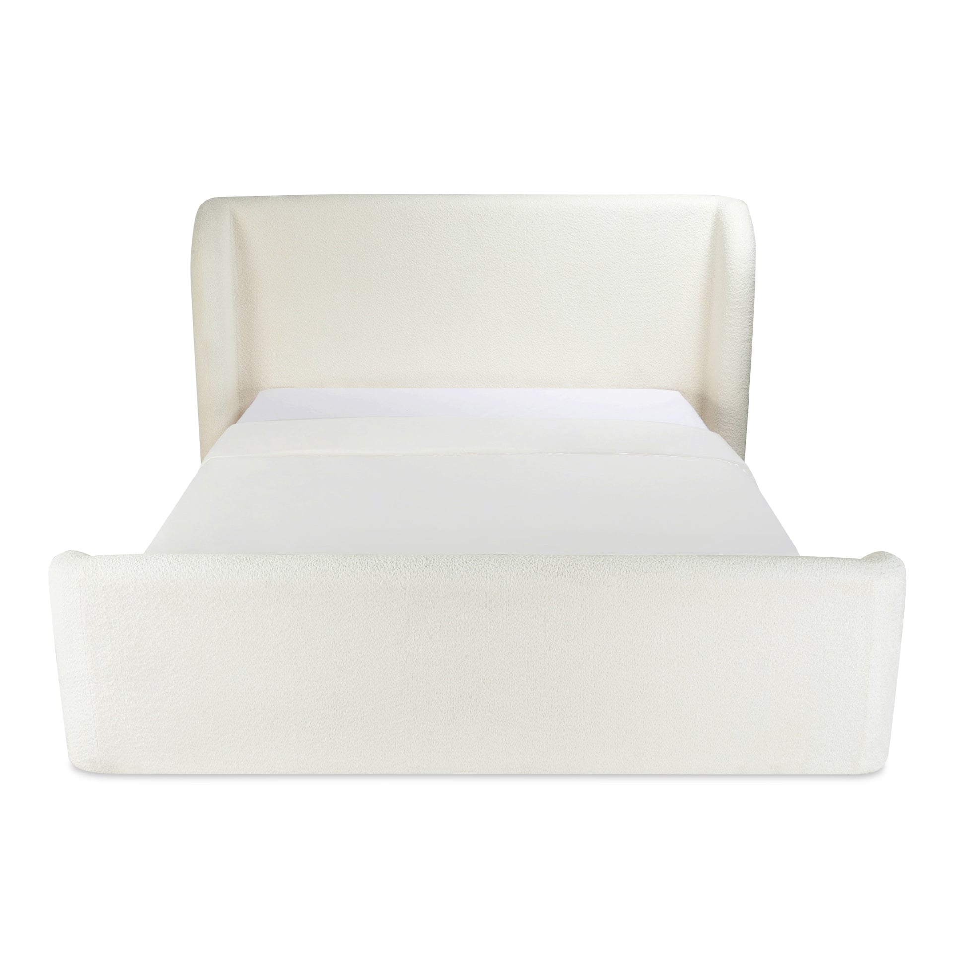 Omri, King Bed with Recycled Polyester Upholstery and Storage Drawers, Cream